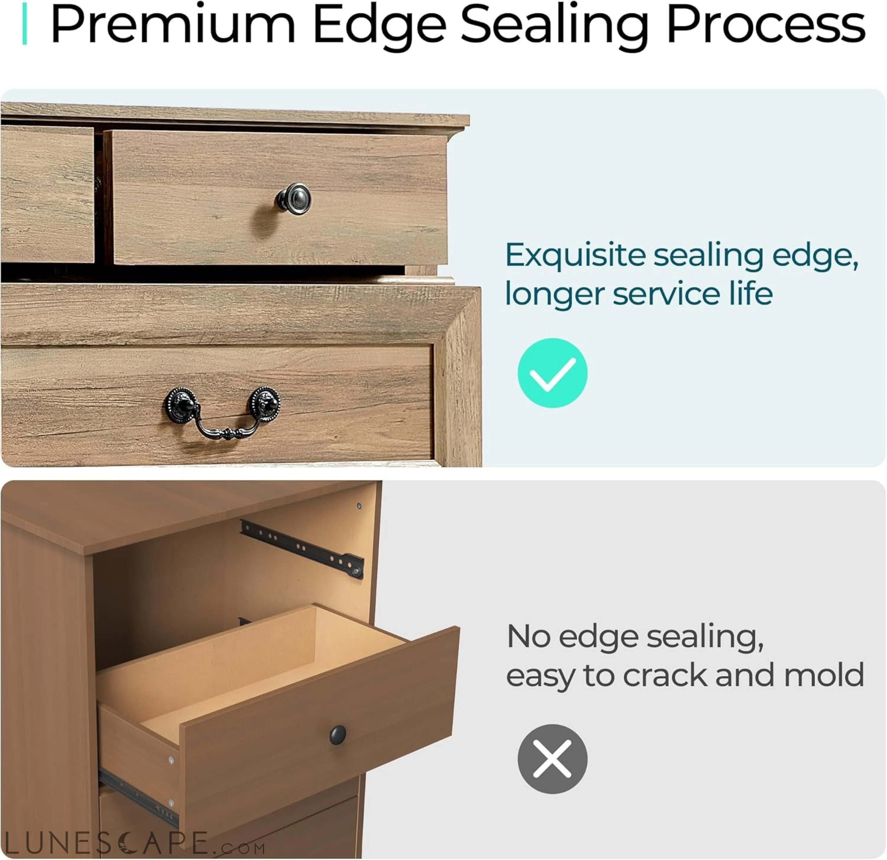 9 Drawers Dresser for Bedroom, Wood Bedroom Dresser Farmhouse Drawer LUNESCAPE