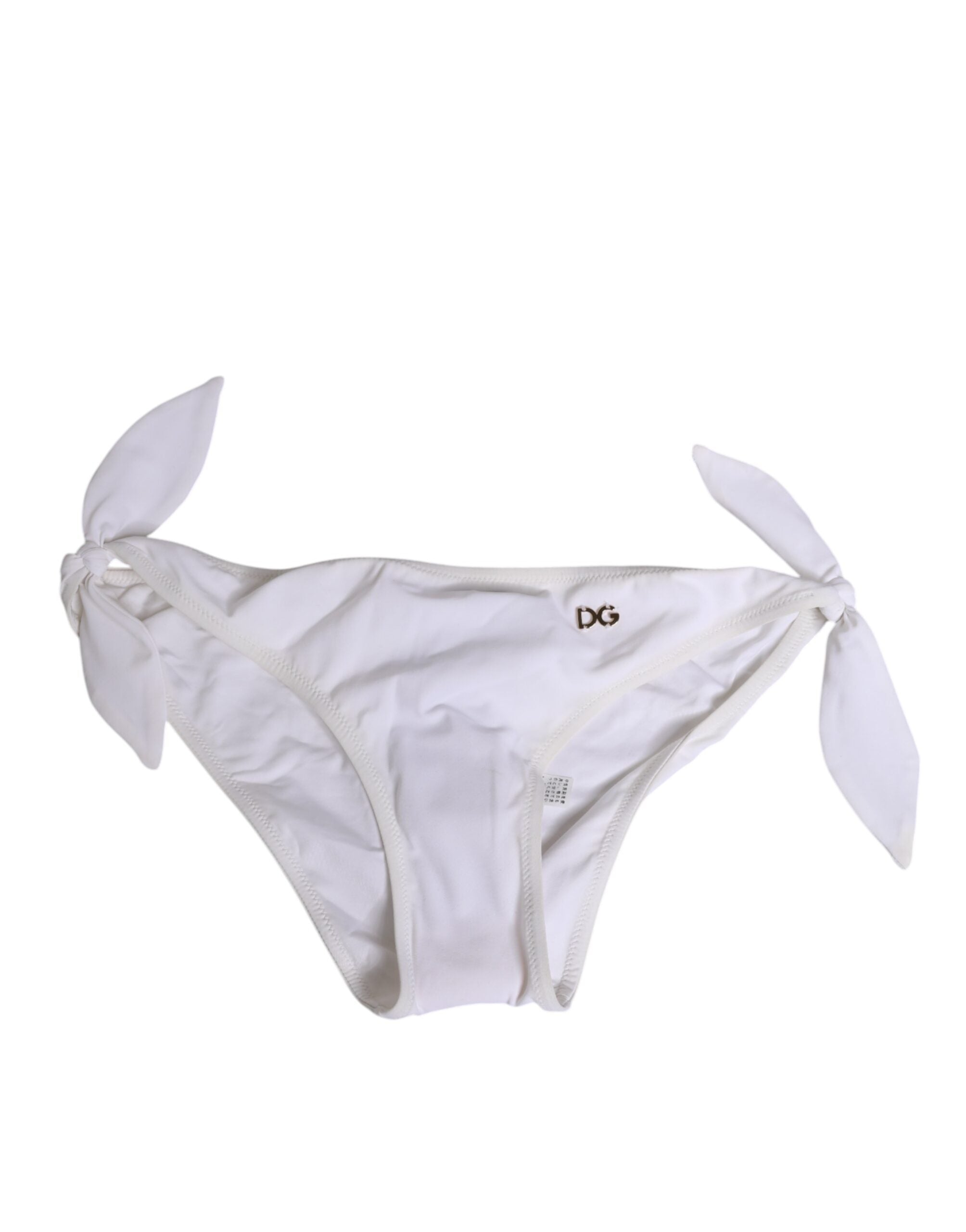 Dolce & Gabbana White Side Tie Logo Bikini Bottom Underwear LUNESCAPE