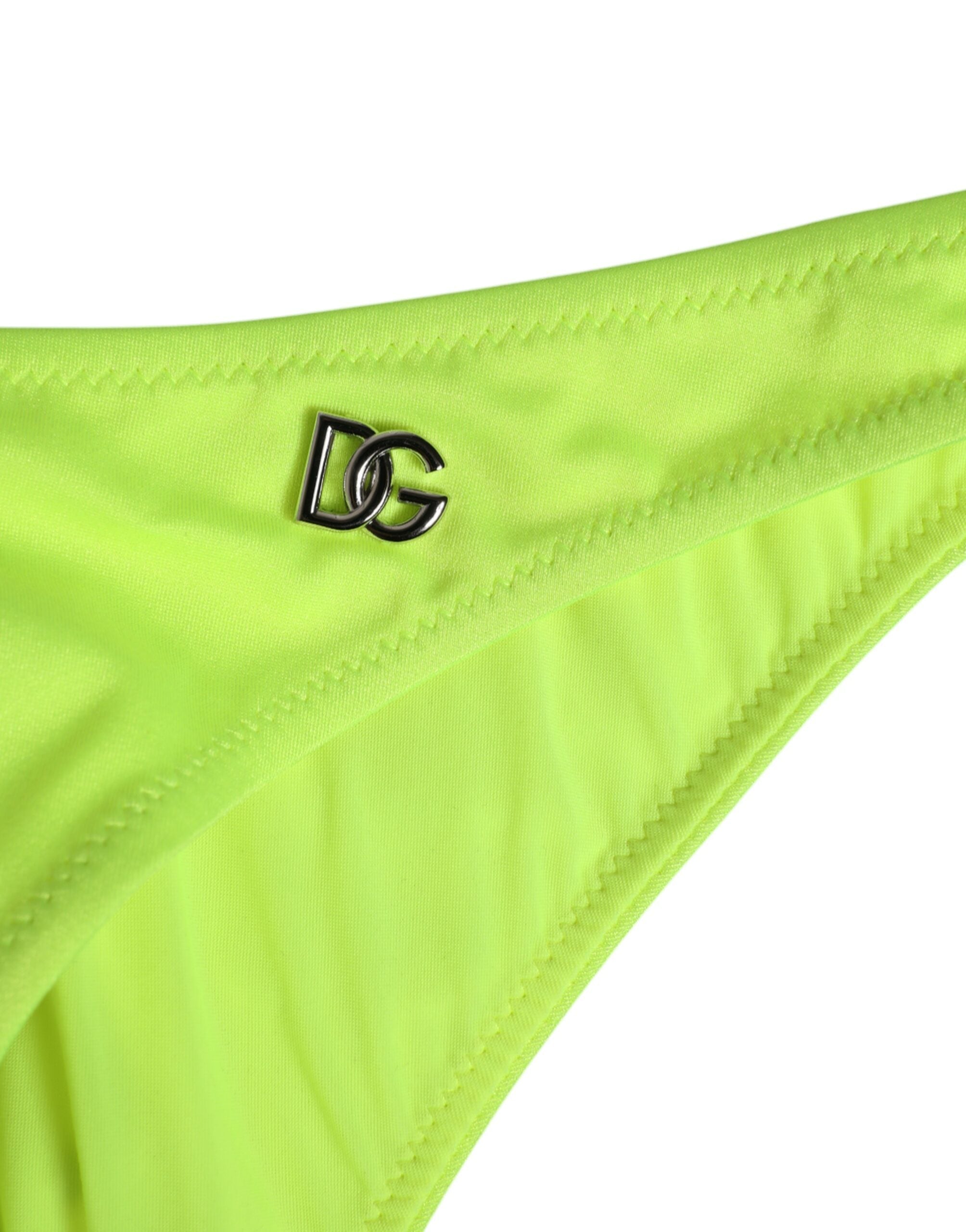 Dolce & Gabbana Neon Green DG Logo Swim Briefs Women Underwear LUNESCAPE