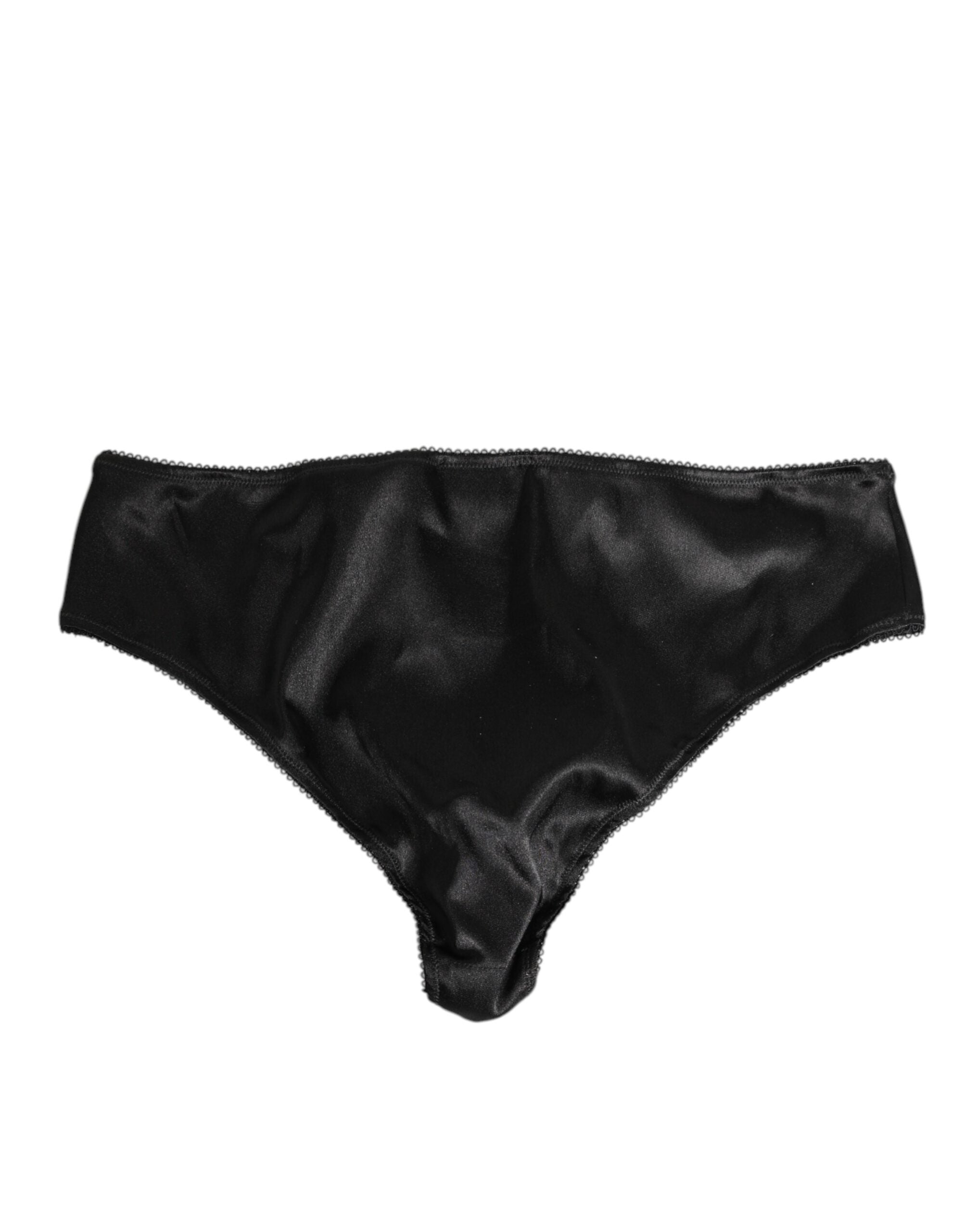 Dolce & Gabbana Black Satin Stretch Slip Brief Women Underwear LUNESCAPE