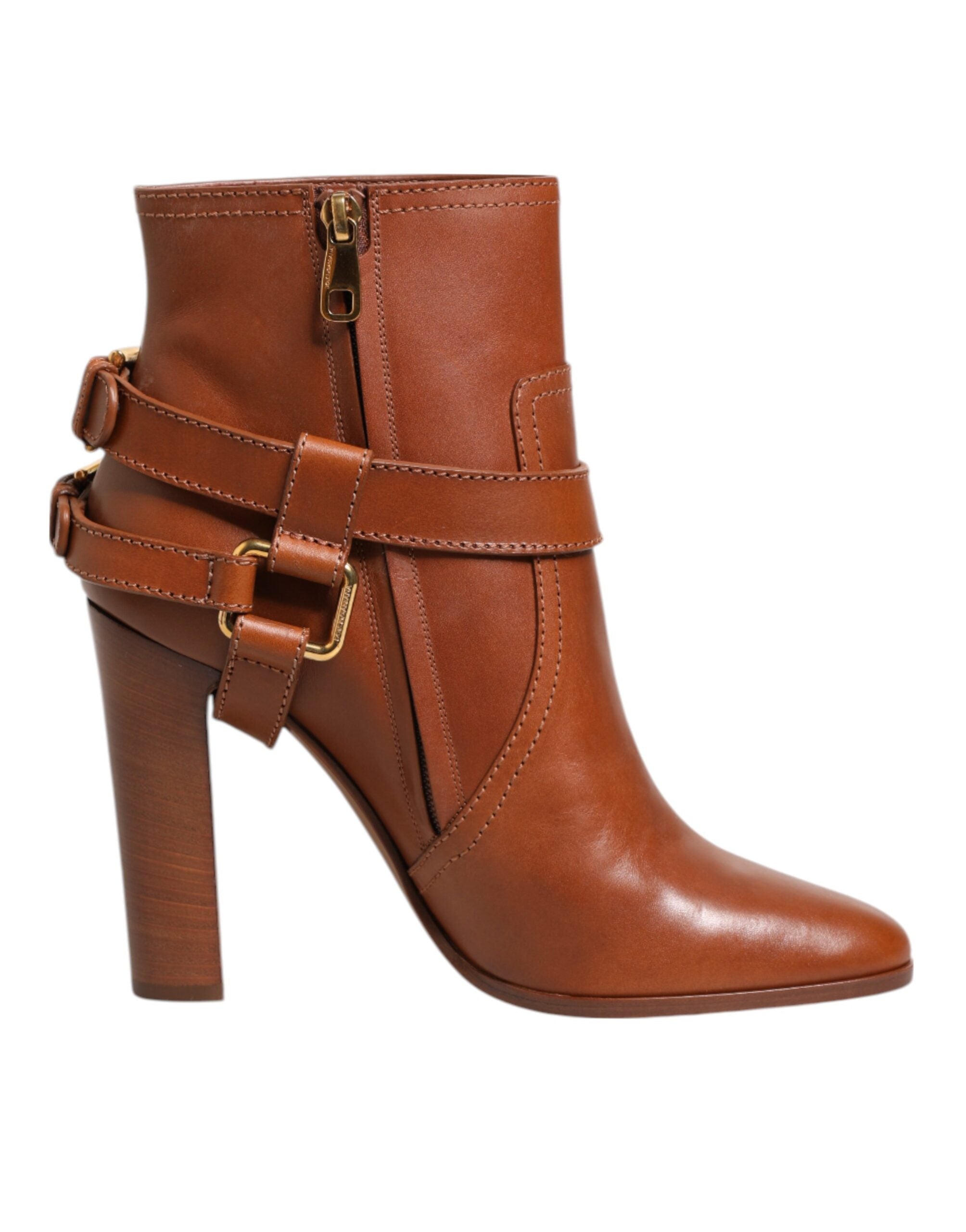 Dolce & Gabbana Brown Leather DG Logo Buckle Ankle Boots Shoes LUNESCAPE