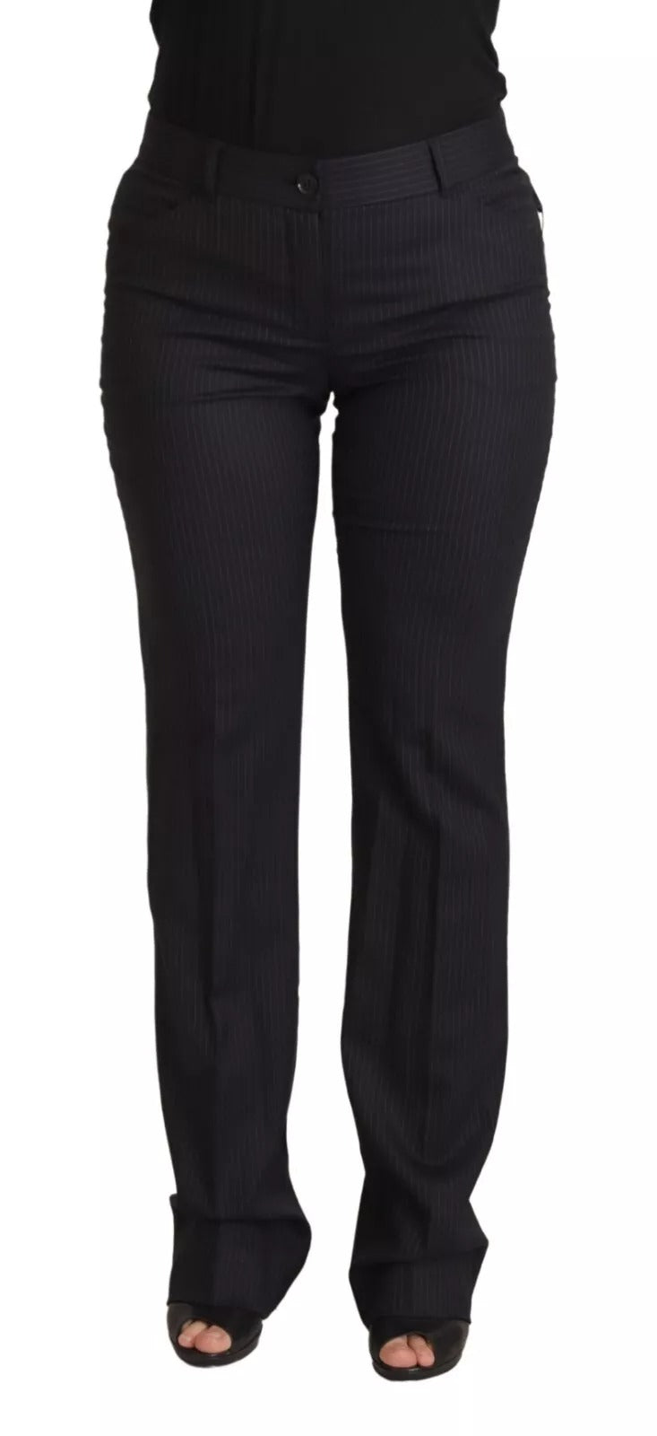 Dolce & Gabbana Black Stripes Mid Waist Trouser Pants LUNESCAPE