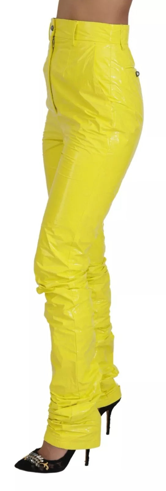 Dolce & Gabbana Yellow High Waist Skinny Women Trouser Pants