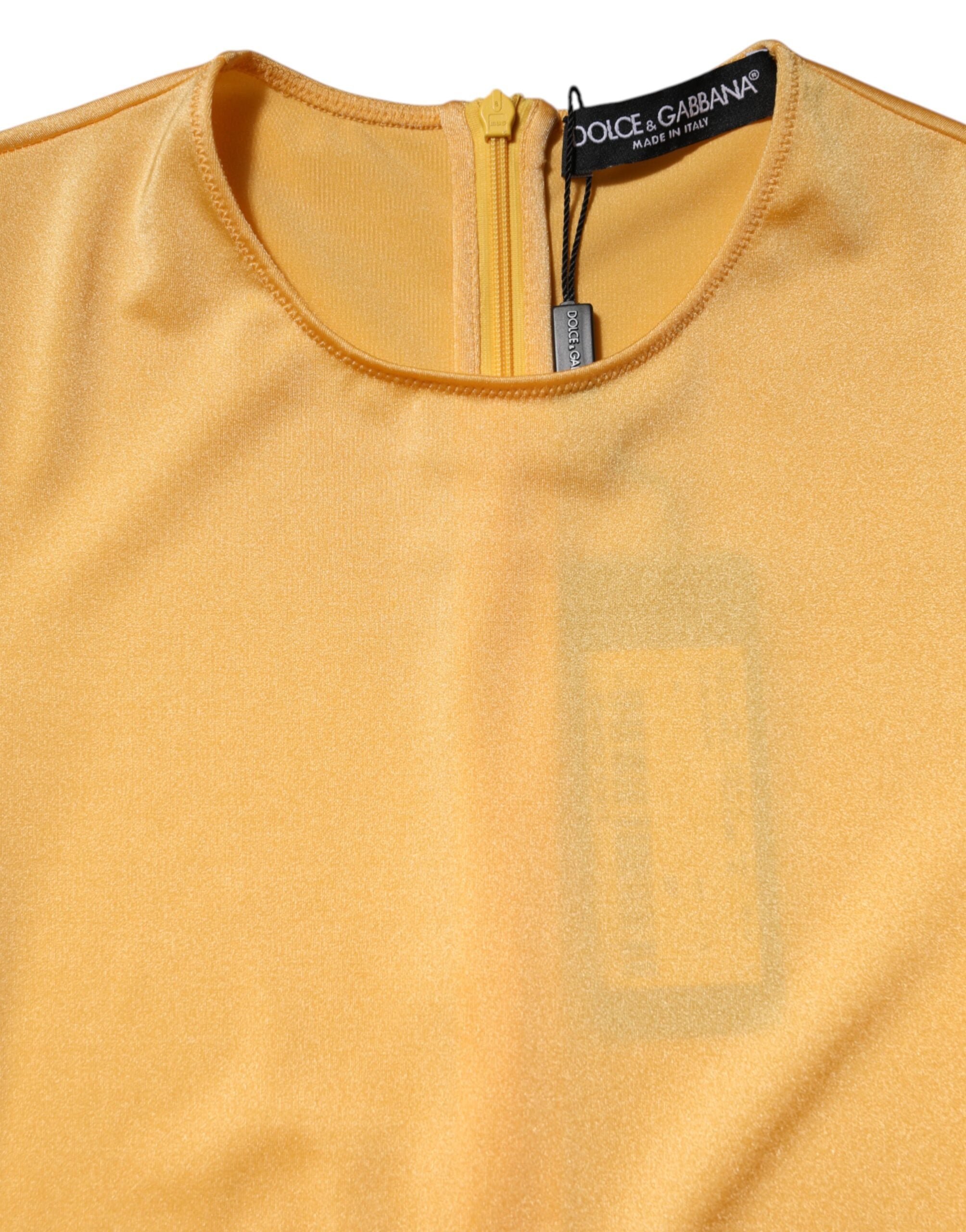 Dolce & Gabbana Gold Yellow Stretch Long Sleeve Bodysuit