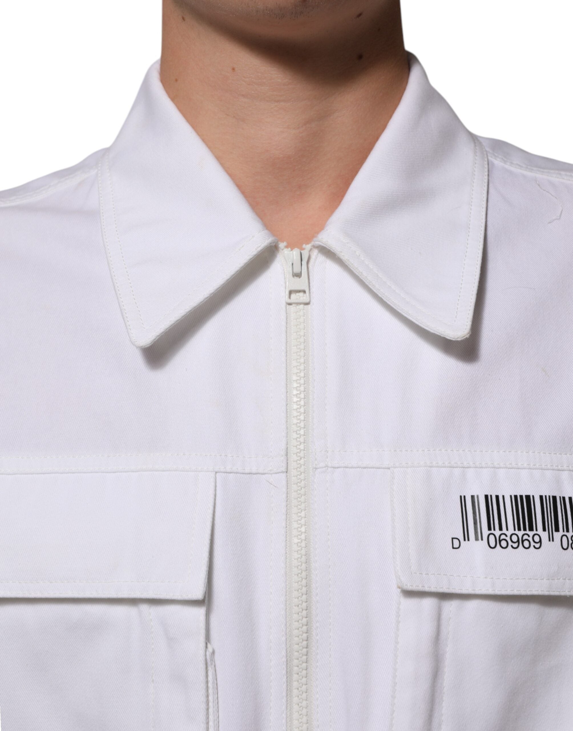 Dolce & Gabbana White Barcode Patch Utility Zip Jumpsuit Pants LUNESCAPE
