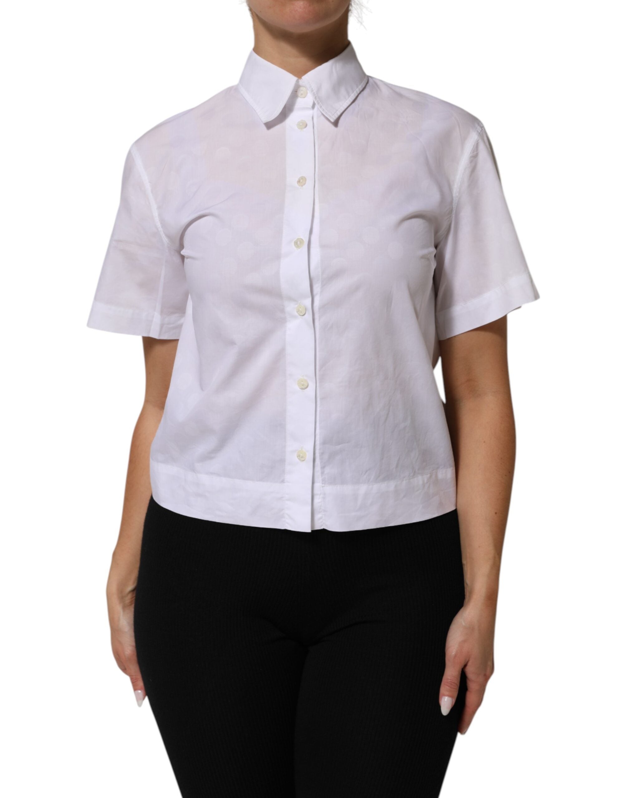 Dolce & Gabbana White Collared Short Sleeve Polo Shirt Top LUNESCAPE