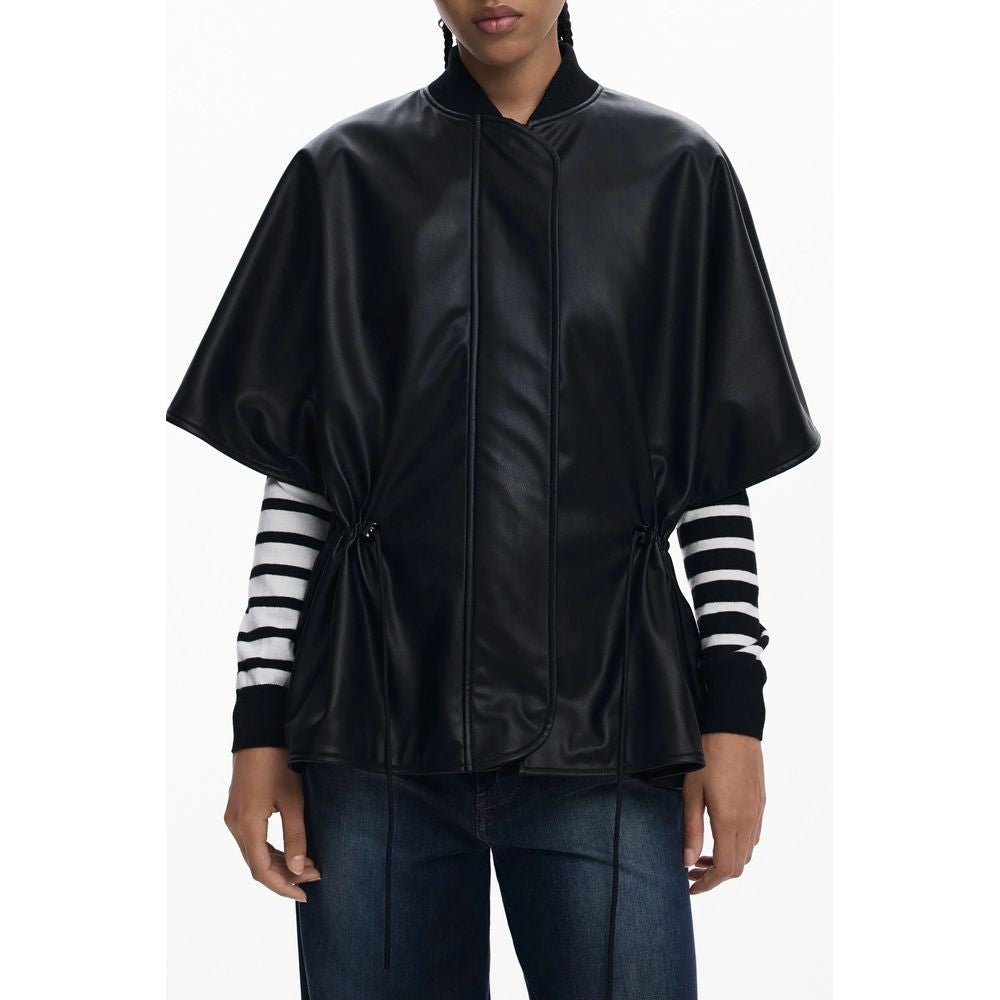 Desigual Black Polyethylene Women Poncho LUNESCAPE