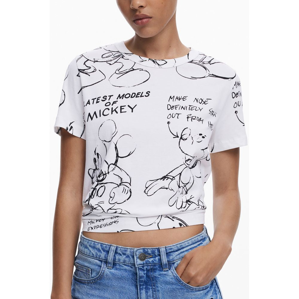 Desigual White Cotton Women T-Shirt LUNESCAPE