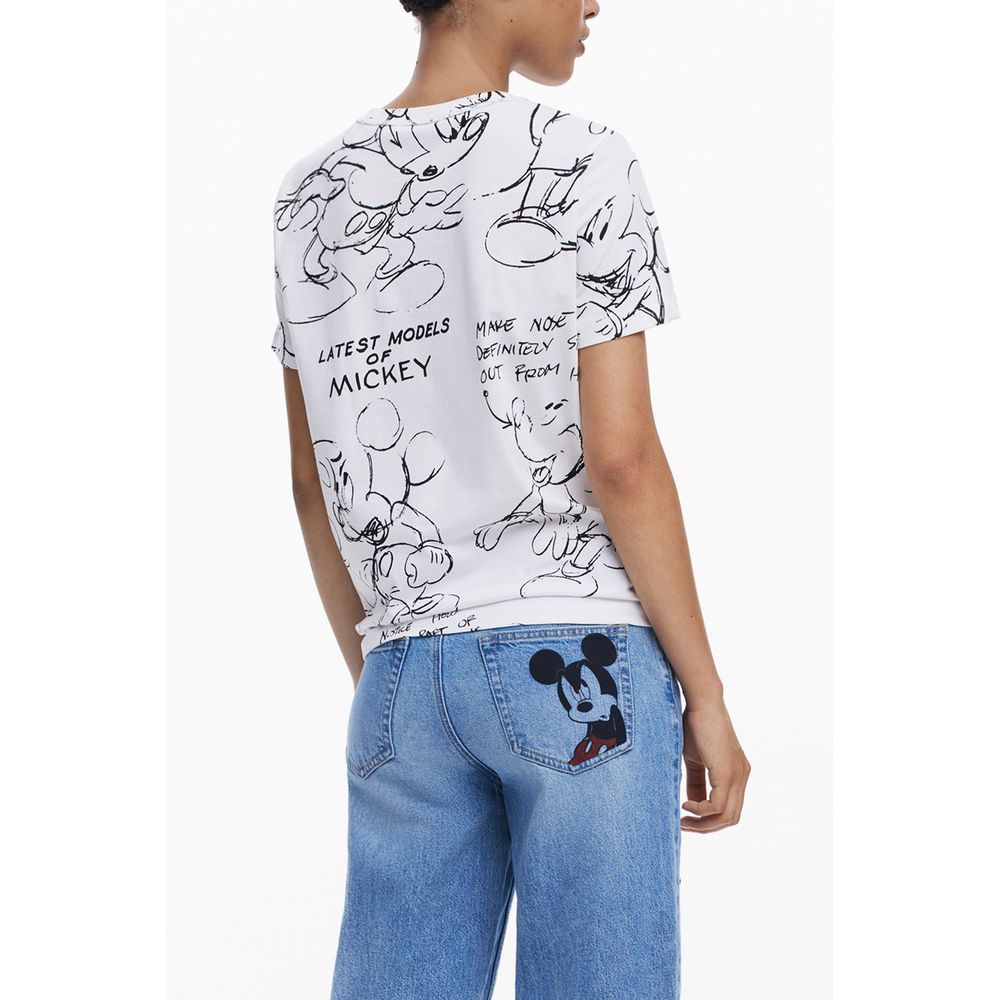 Desigual White Cotton Women T-Shirt LUNESCAPE