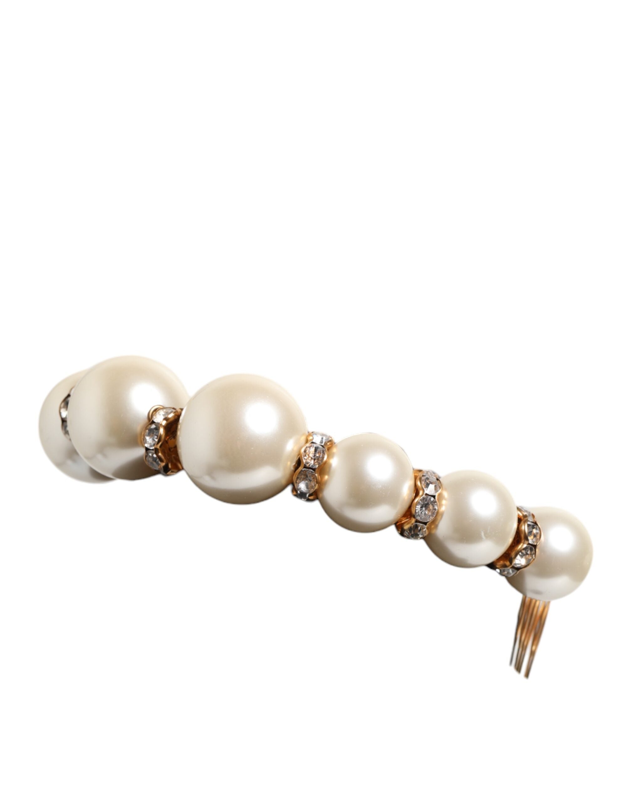 Dolce & Gabbana Gold Pearl Crystal Embellished Tiara Hair Accessory Headband LUNESCAPE