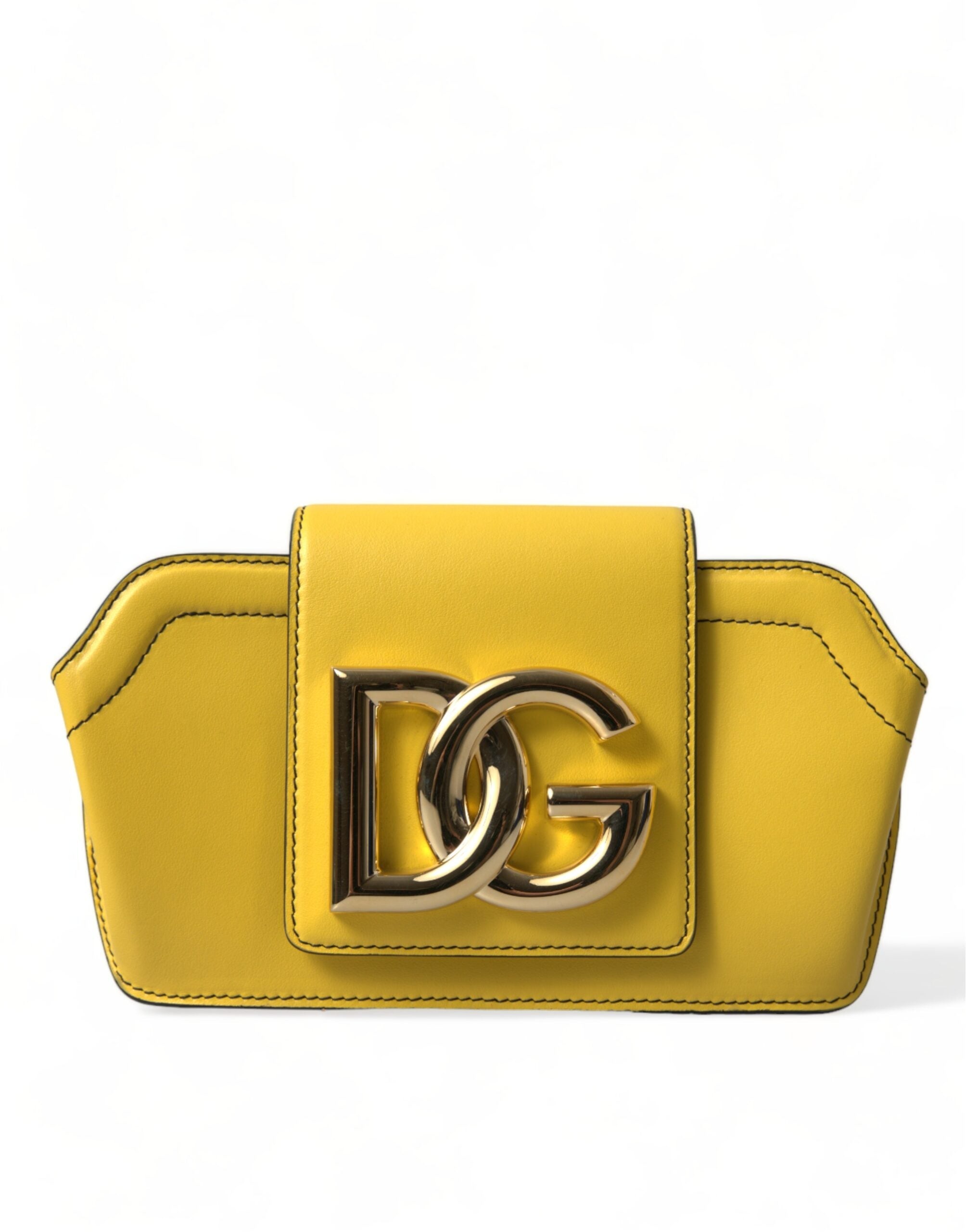 Dolce & Gabbana Yellow Smooth Leather DG Logo Clutch Crossbody Case Bag LUNESCAPE