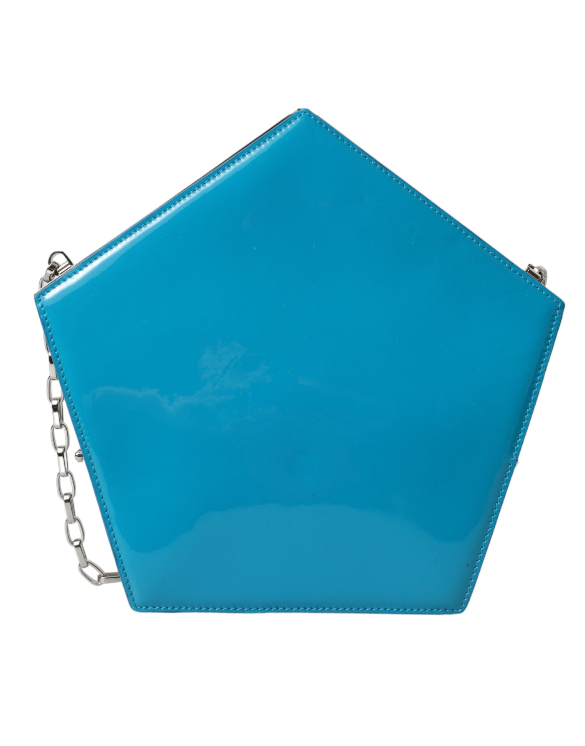 Dolce & Gabbana Blue Patent Leather Hashtag DG Shoulder Chain Flap Bag LUNESCAPE