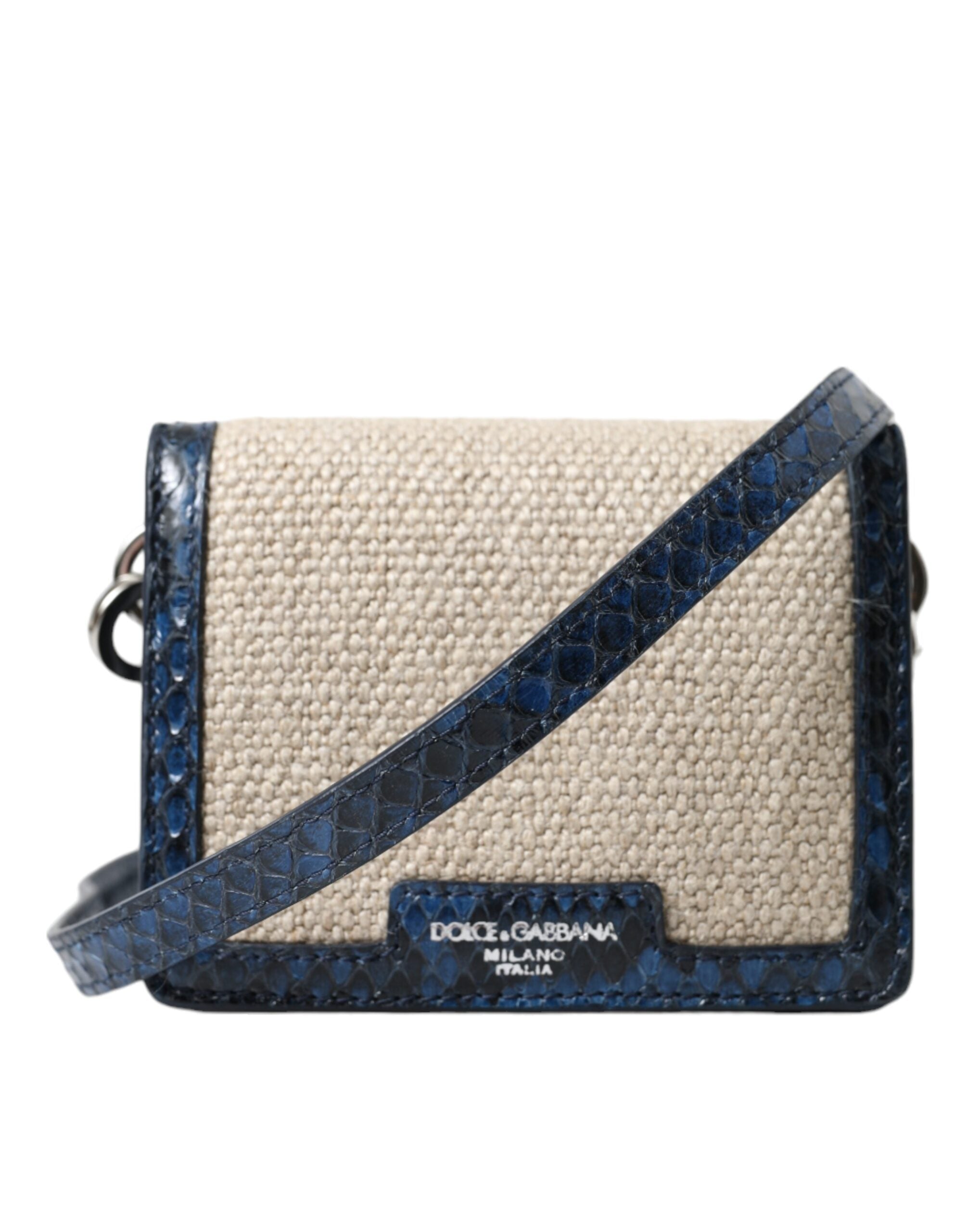 Dolce & Gabbana Beige Raffia Blue Leather Trim Mini Shoulder Purse Crossbody Bag LUNESCAPE