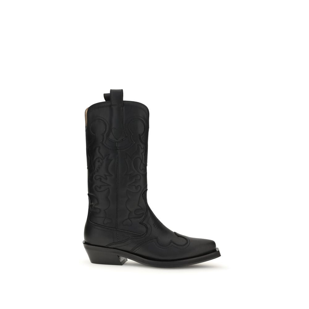 Ganni Black Recycled Leather Boots LUNESCAPE