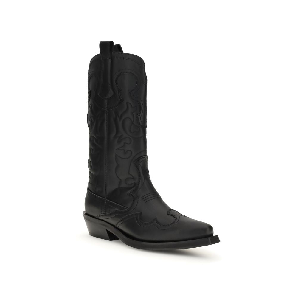 Ganni Black Recycled Leather Boots LUNESCAPE