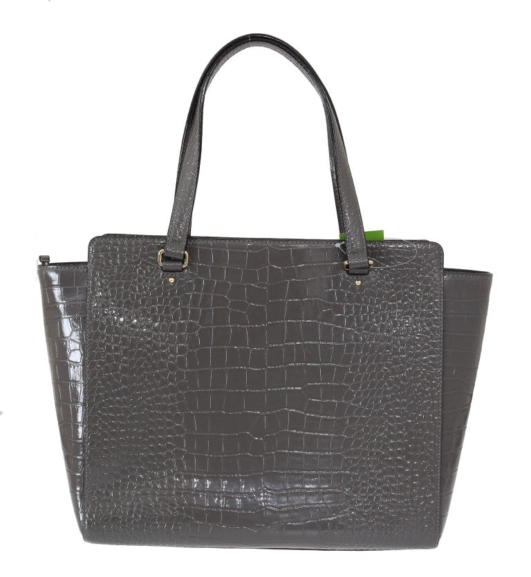 Kate Spade Grey Croc Embossed Leather Elissa Bristol Drive Tote Handbag Bag LUNESCAPE