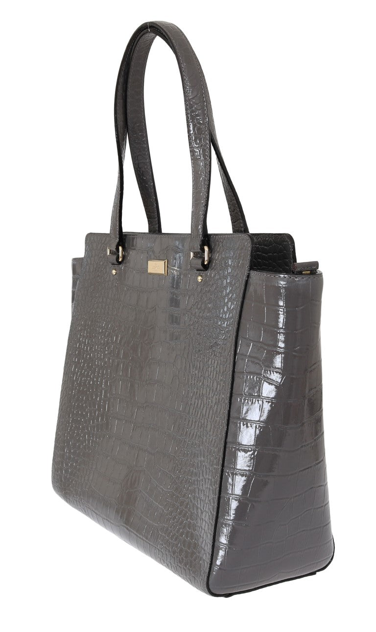 Kate Spade Grey Croc Embossed Leather Elissa Bristol Drive Tote Handbag Bag LUNESCAPE