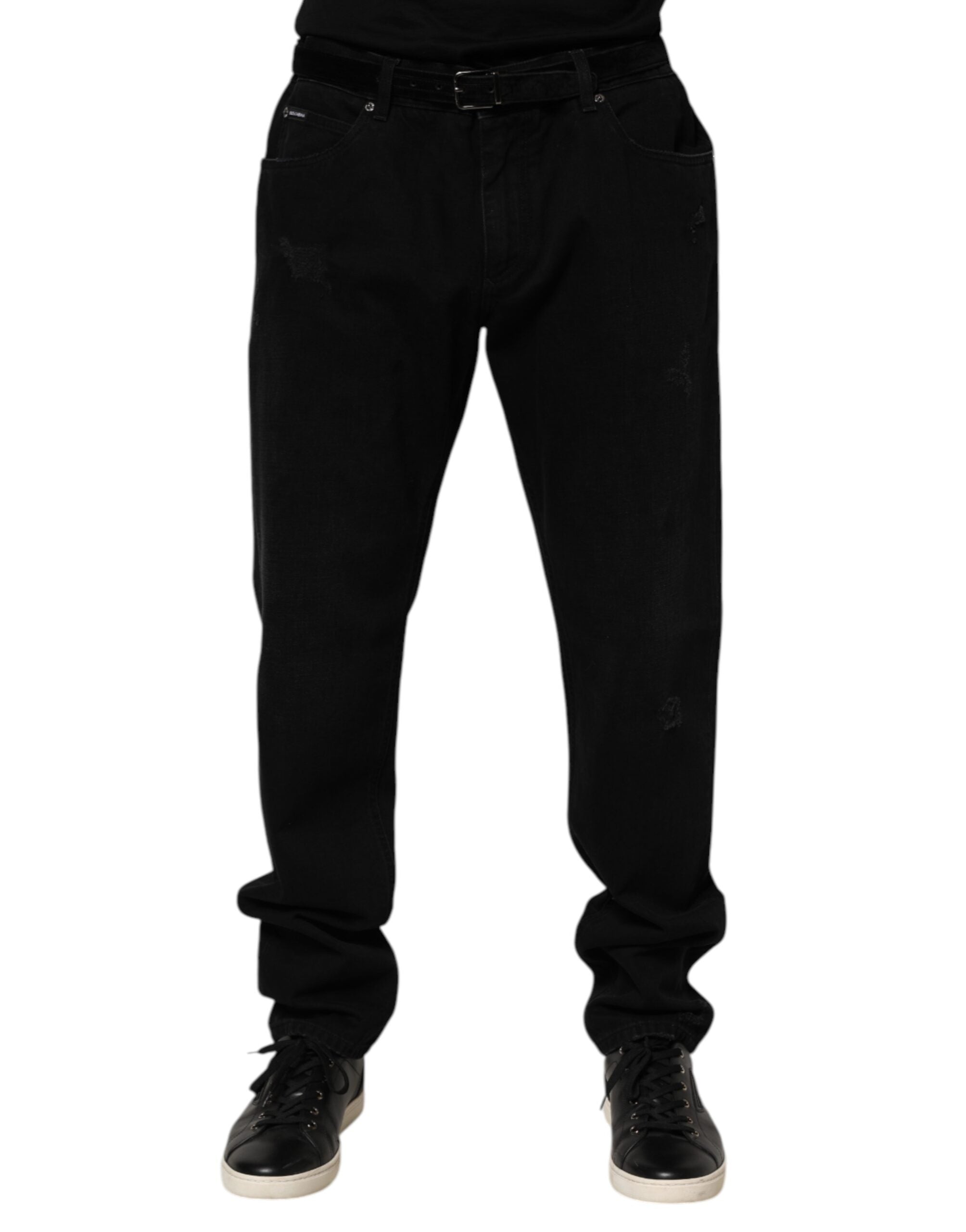 Dolce & Gabbana Black Cotton Regular Denim Men Trouser Jeans LUNESCAPE