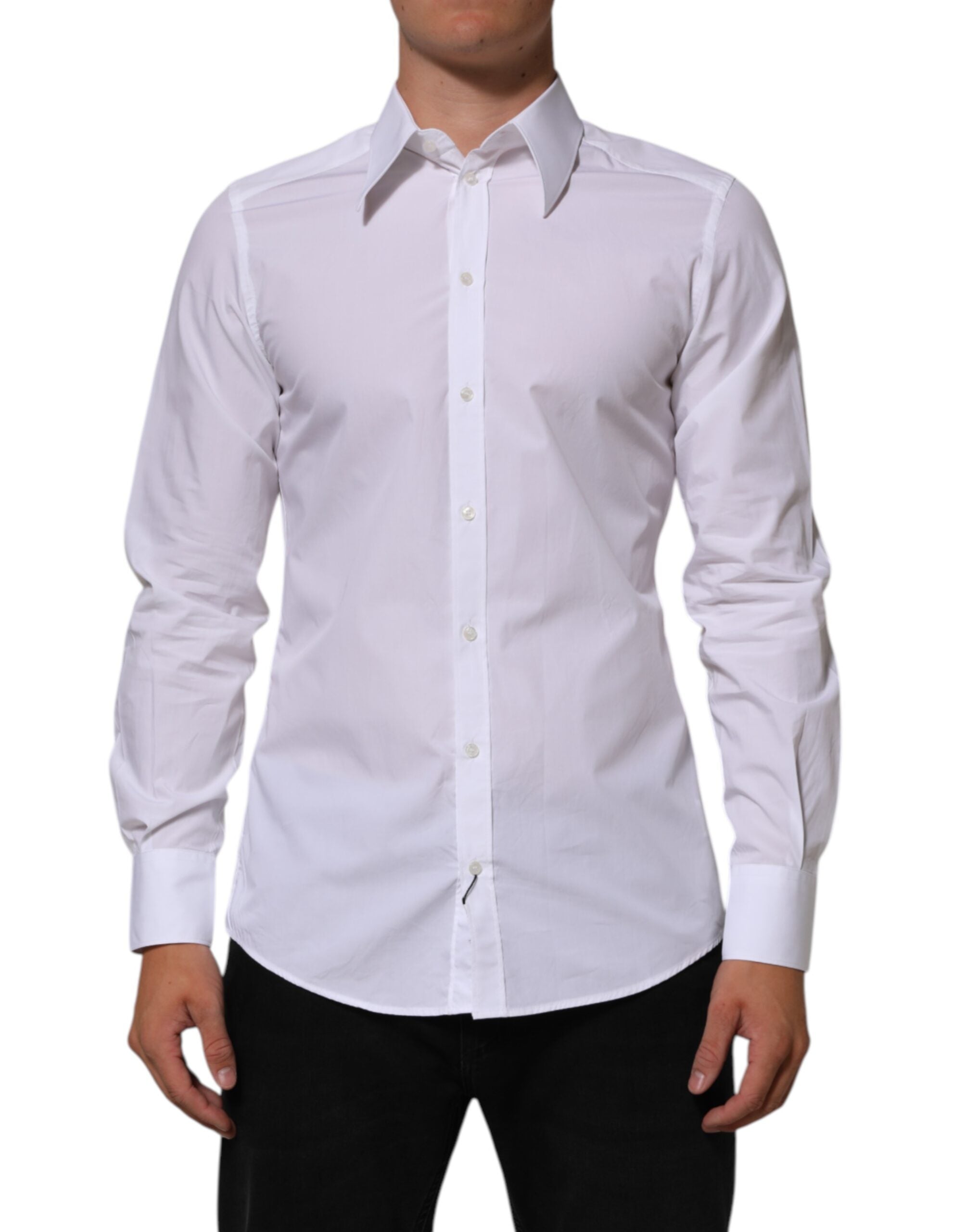 Dolce & Gabbana White Cotton MARTINI Men Formal Dress Shirt LUNESCAPE