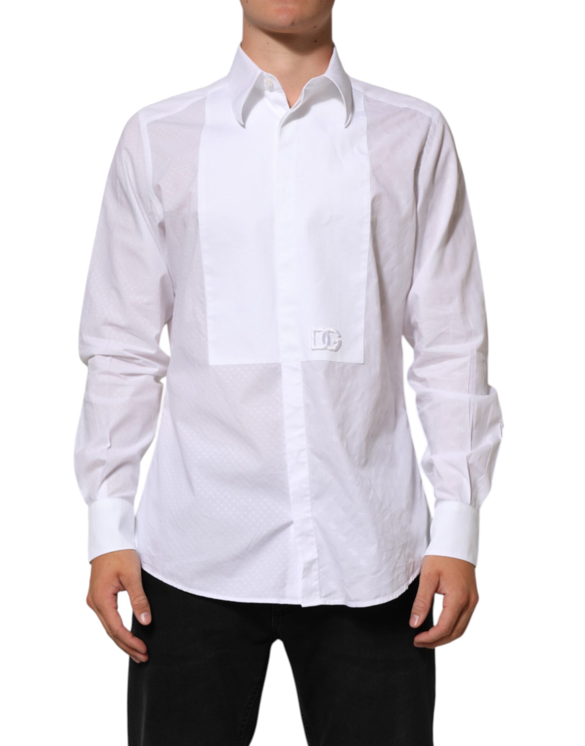 Dolce & Gabbana White Cotton MARTINI Bib Formal Dress Shirt LUNESCAPE