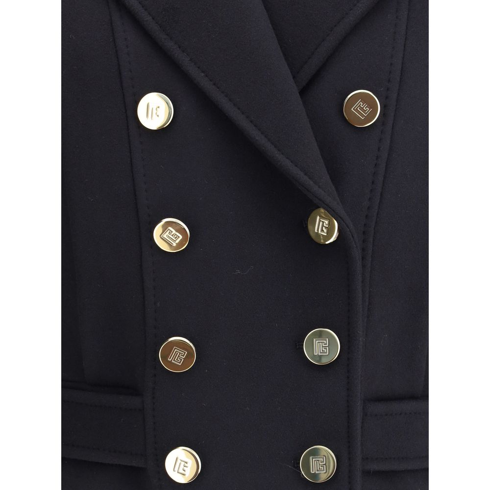 Balmain Wool Double-breasted Pea Coat LUNESCAPE