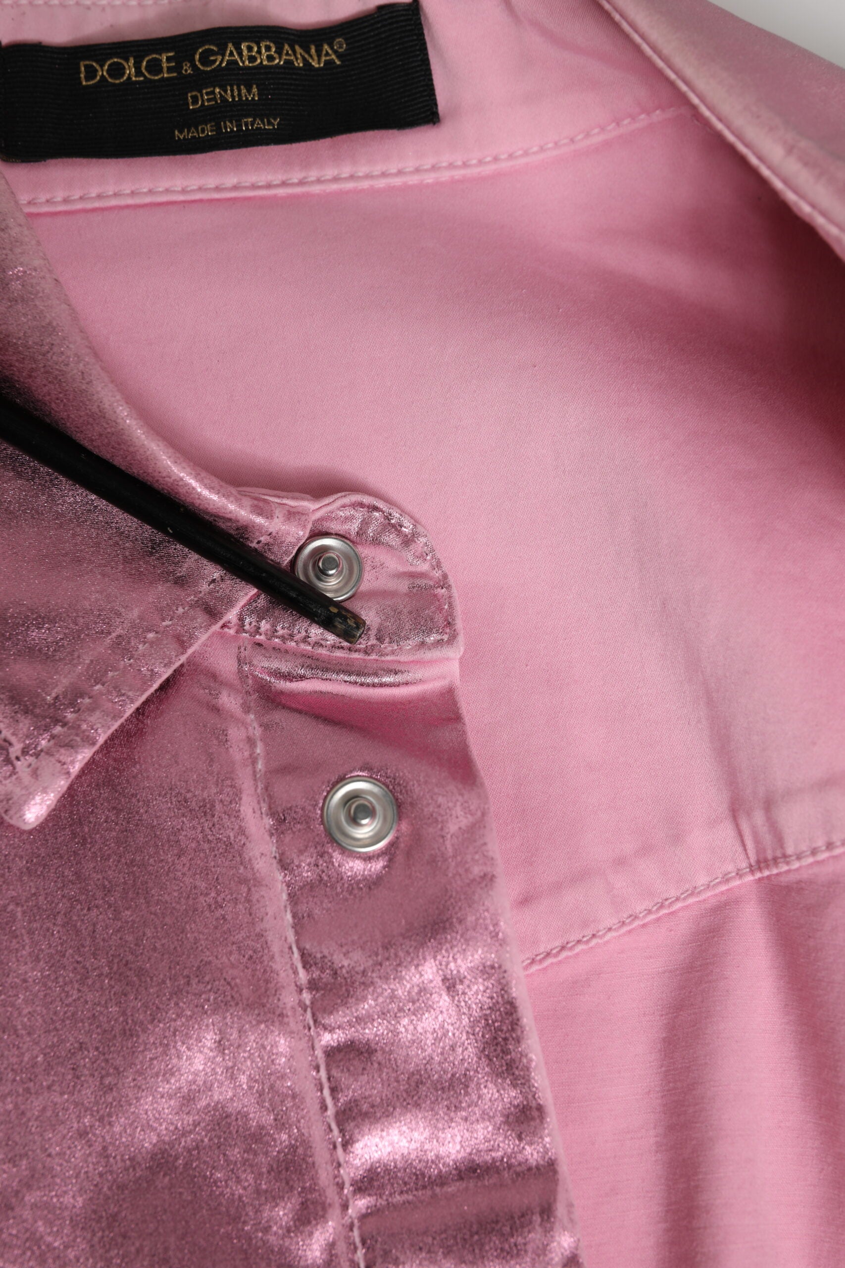 Dolce & Gabbana Pink Cotton Stretch Collared Cropped Jacket