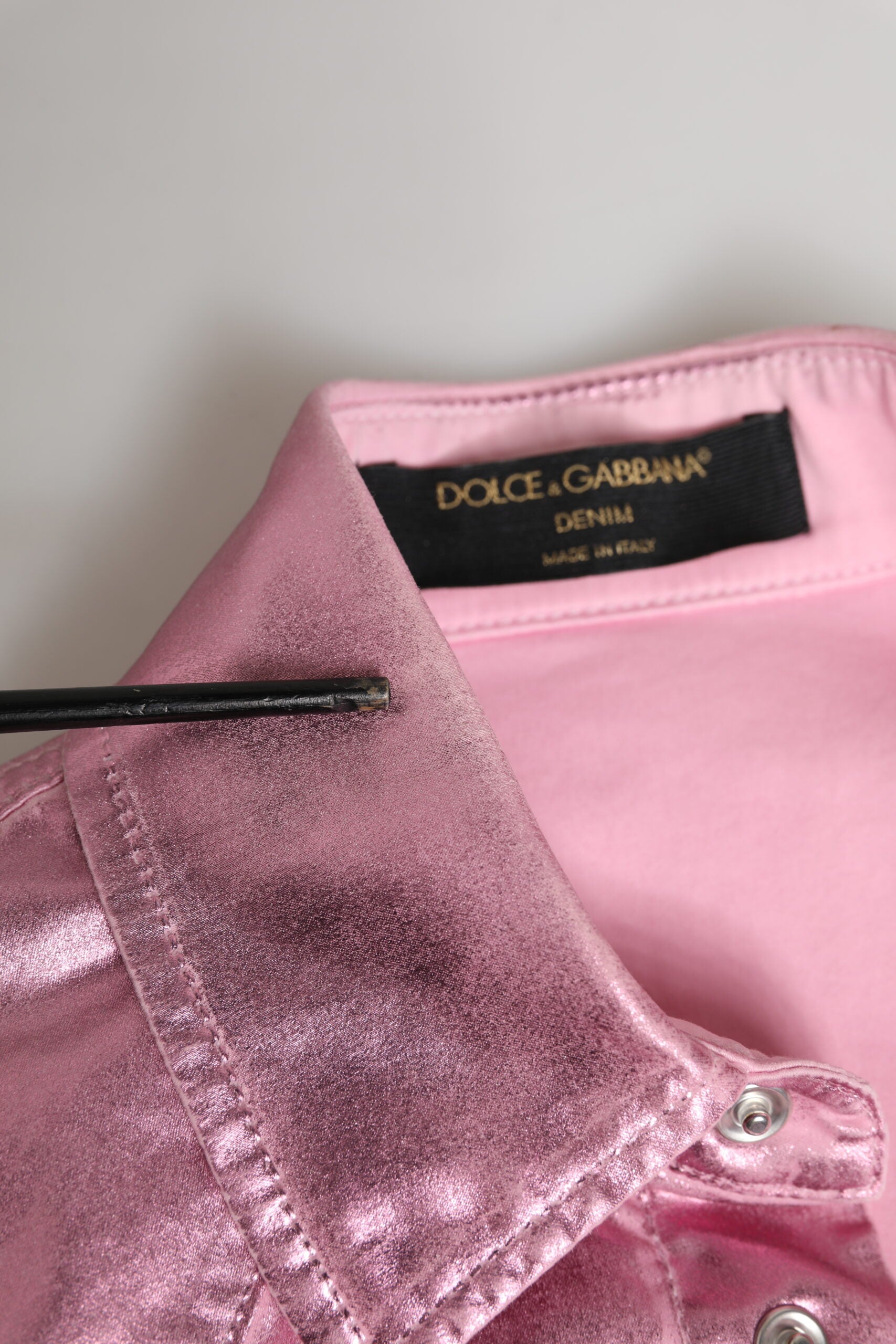 Dolce & Gabbana Pink Cotton Stretch Collared Cropped Jacket