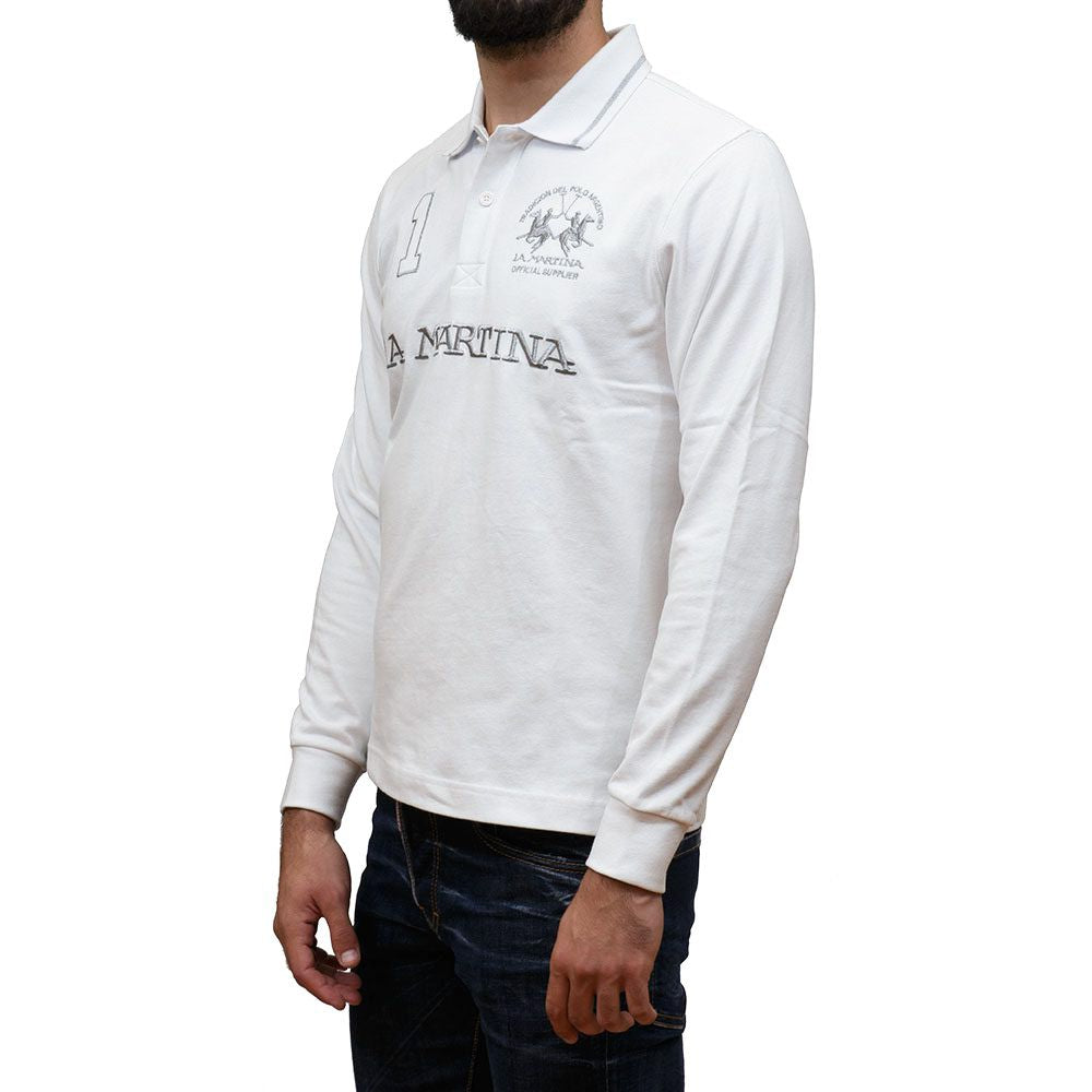 La Martina White Cotton Polo Shirt LUNESCAPE