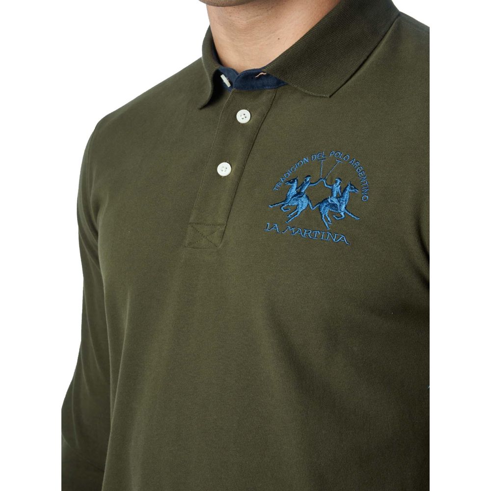 La Martina Green Cotton Polo Shirt LUNESCAPE