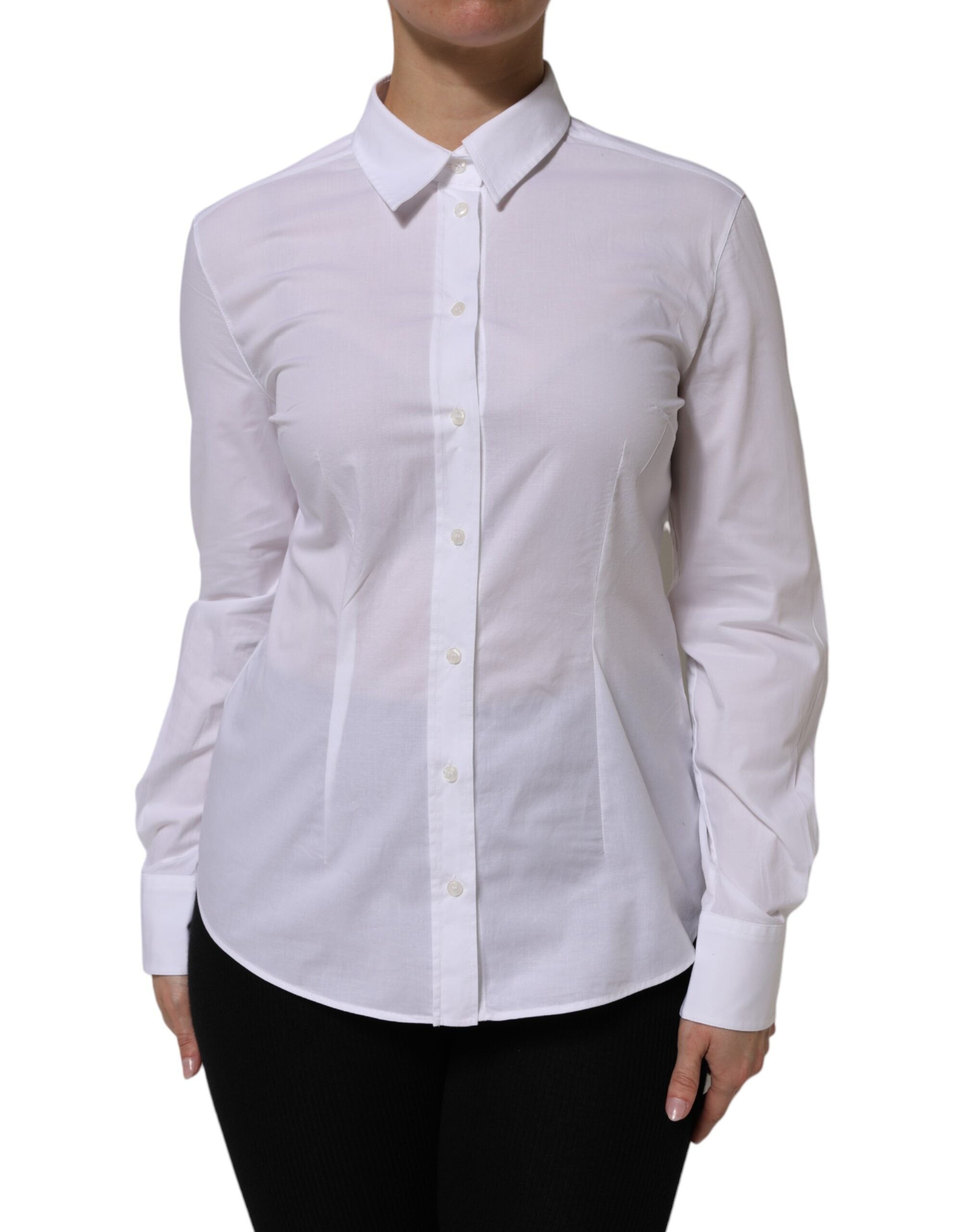 Dolce & Gabbana White Collared Long Sleeves Dress Shirt Top LUNESCAPE
