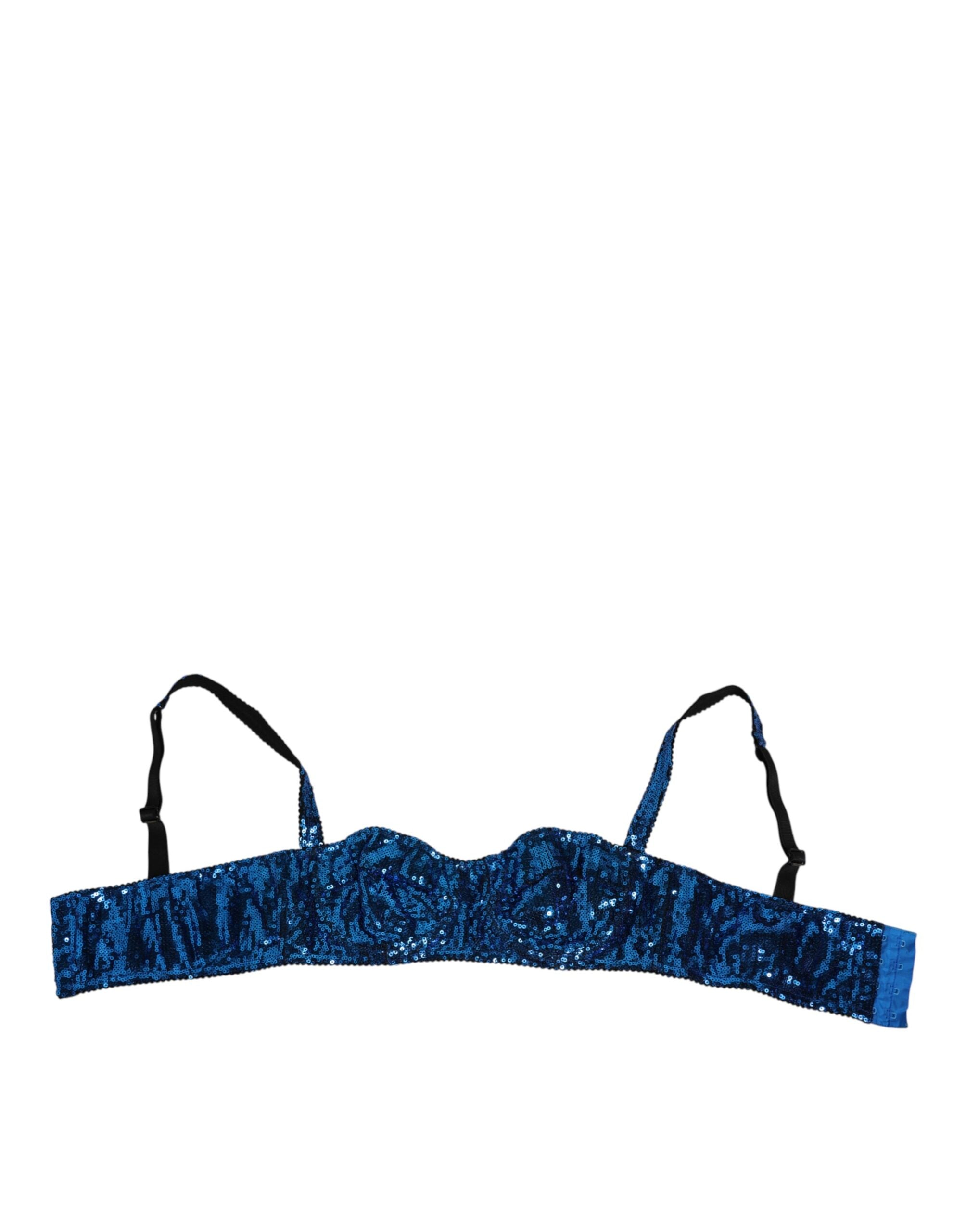 Dolce & Gabbana Blue Sequin Embellished Balconnet Bra Underwear LUNESCAPE