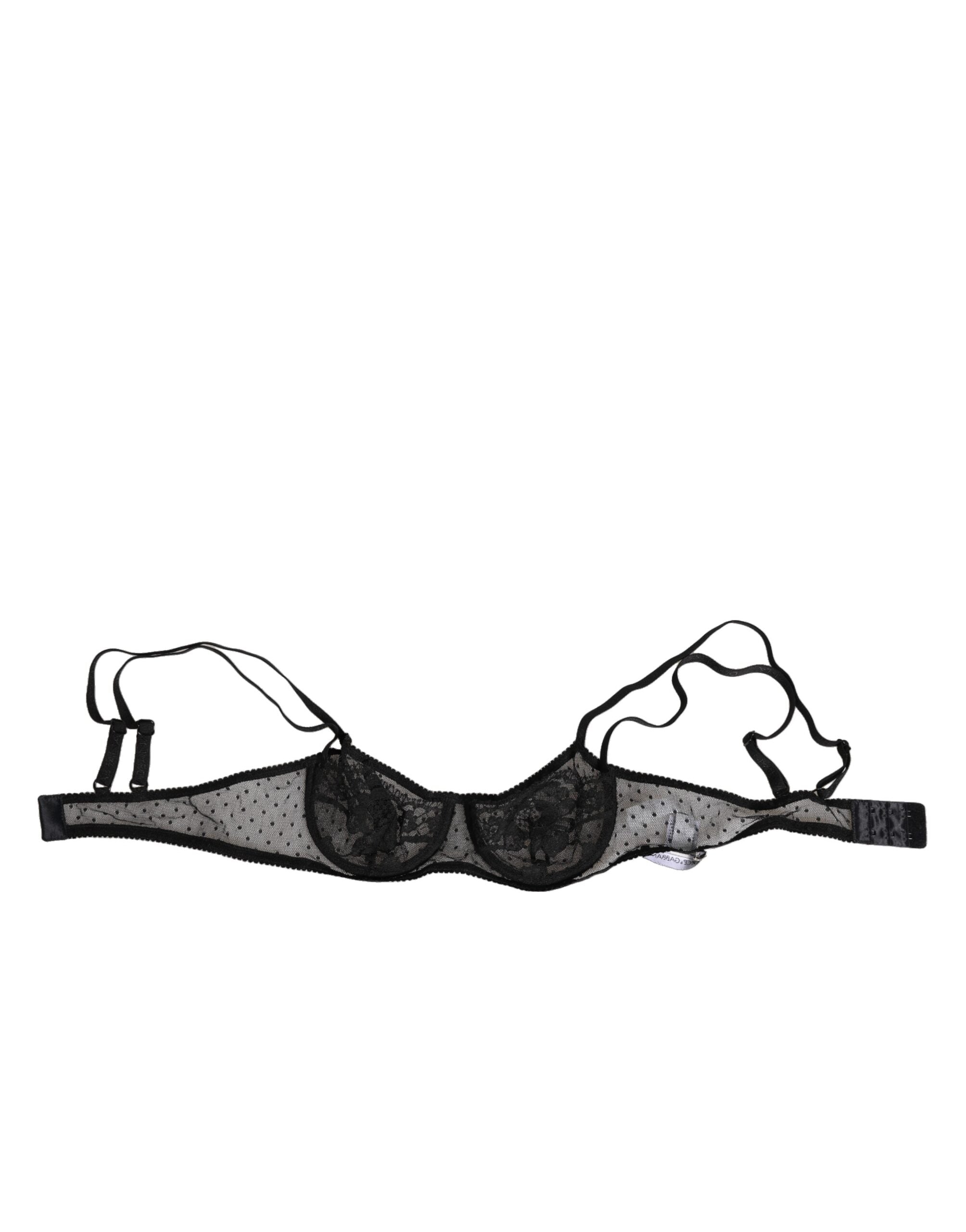 Dolce & Gabbana Black Floral Underwired Balconette Bra Underwear LUNESCAPE