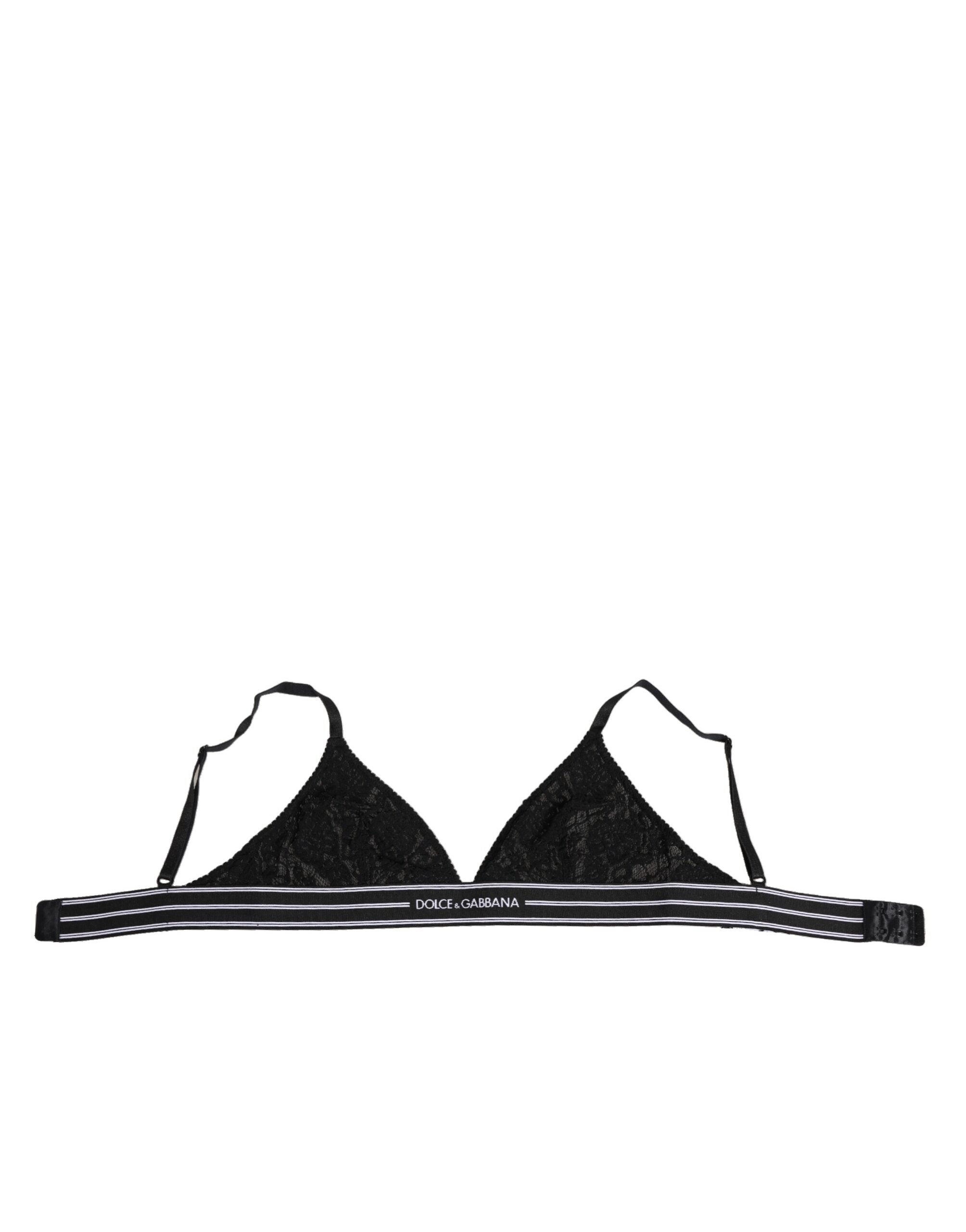 Dolce & Gabbana Black Lace Triangle Bralette Wireless Underwear LUNESCAPE