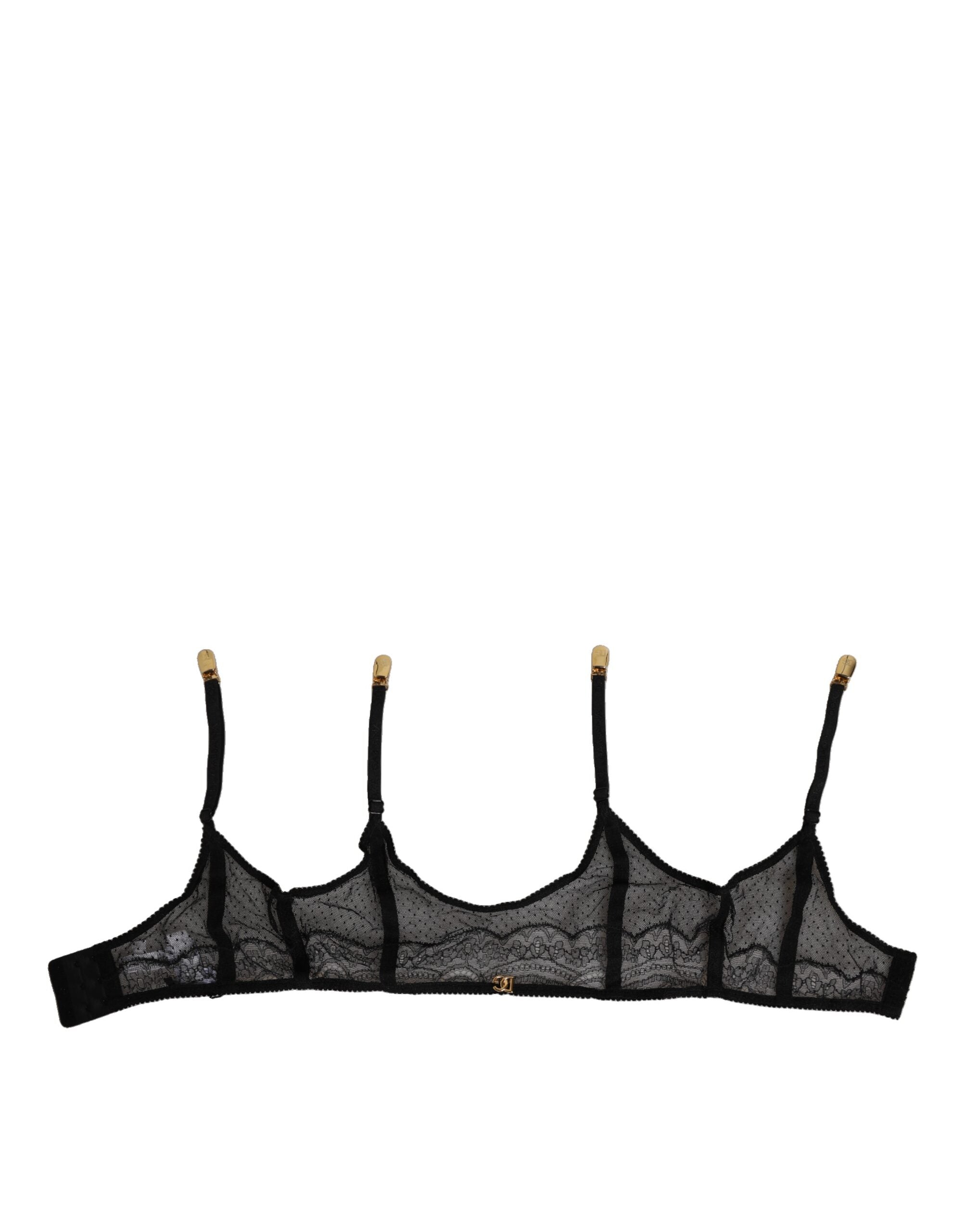 Dolce & Gabbana Black Floral Lace Nylon Strap Garter Underwear LUNESCAPE