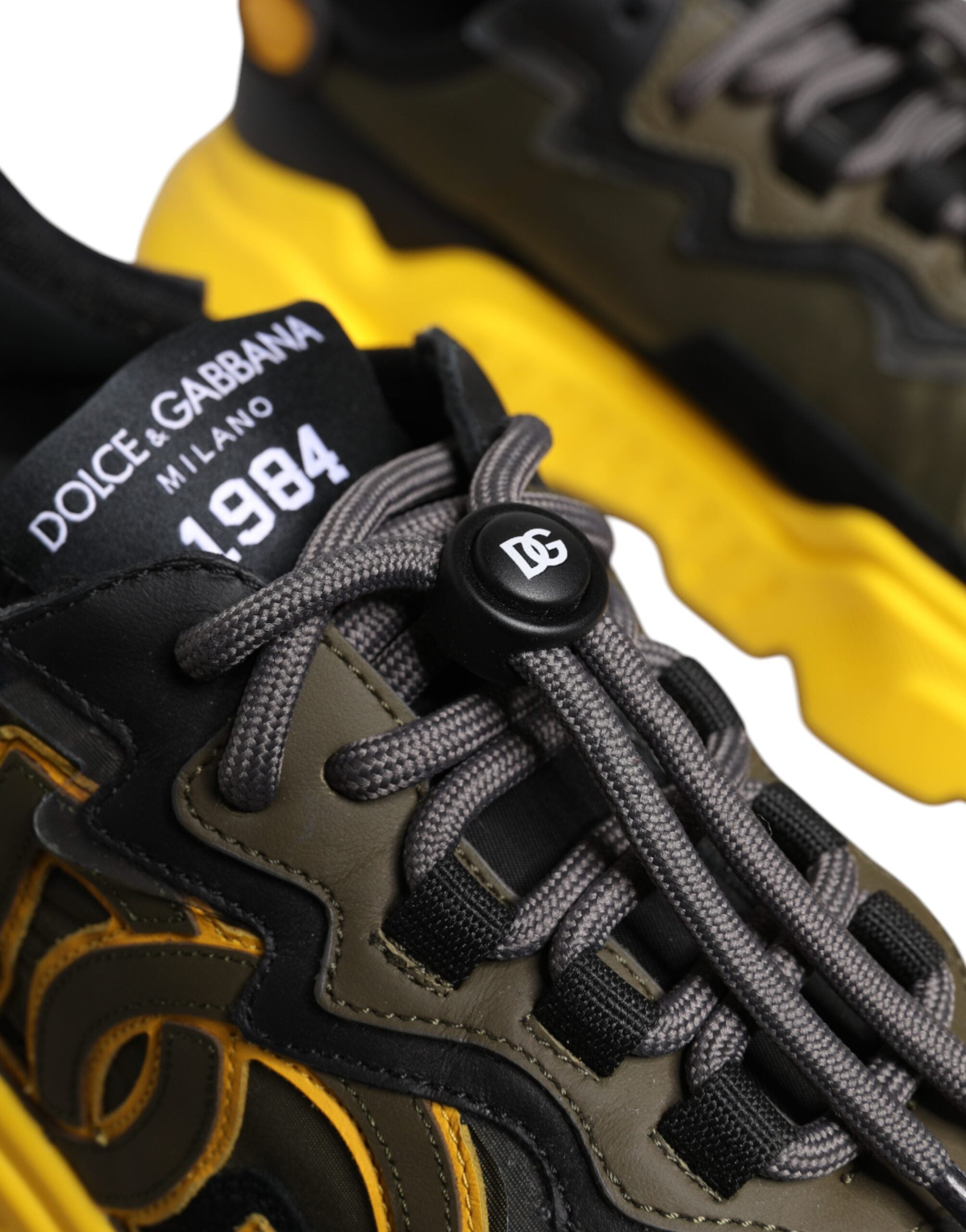 Dolce & Gabbana Black Yellow Daymaster Low Top Sneakers Shoes