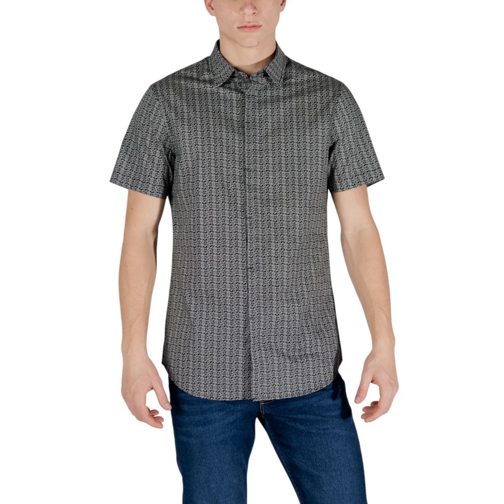 Armani Exchange Black Cotton Short Sleeve Shirt