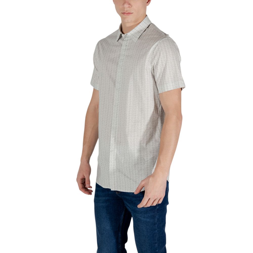Armani Exchange Cream Cotton Short Sleeve Shirt