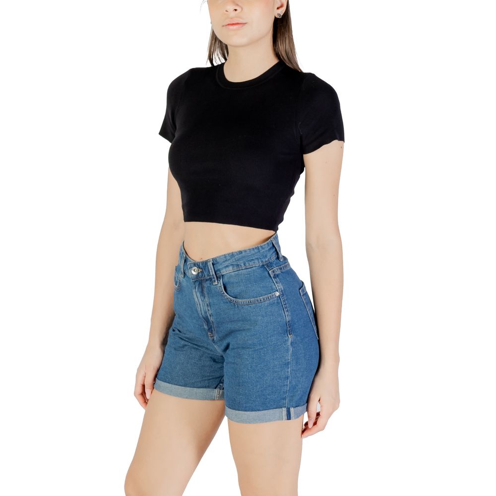 Jacqueline De Yong Black Viscose T-Shirt