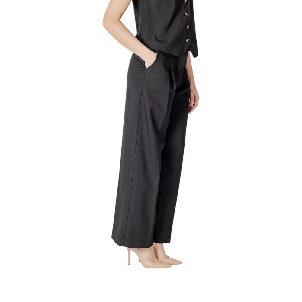 ICHI Black Polyester Casual Pants