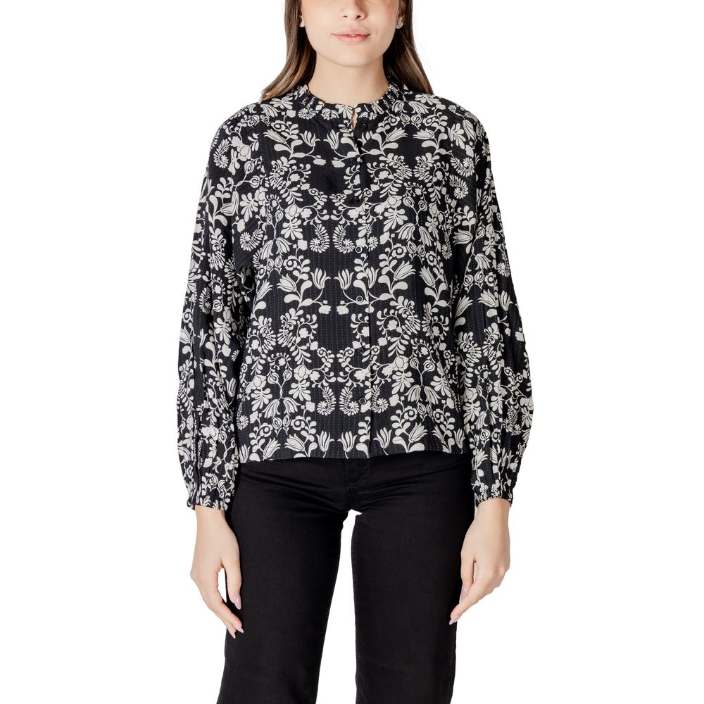 ICHI Black Viscose Blouse LUNESCAPE