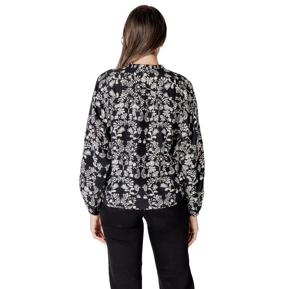 ICHI Black Viscose Blouse LUNESCAPE