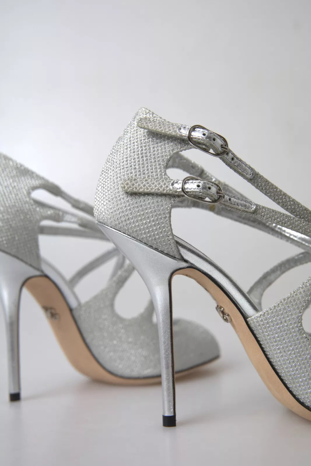 Dolce & Gabbana Silver Shimmers Sandals Heel Pumps Shoes