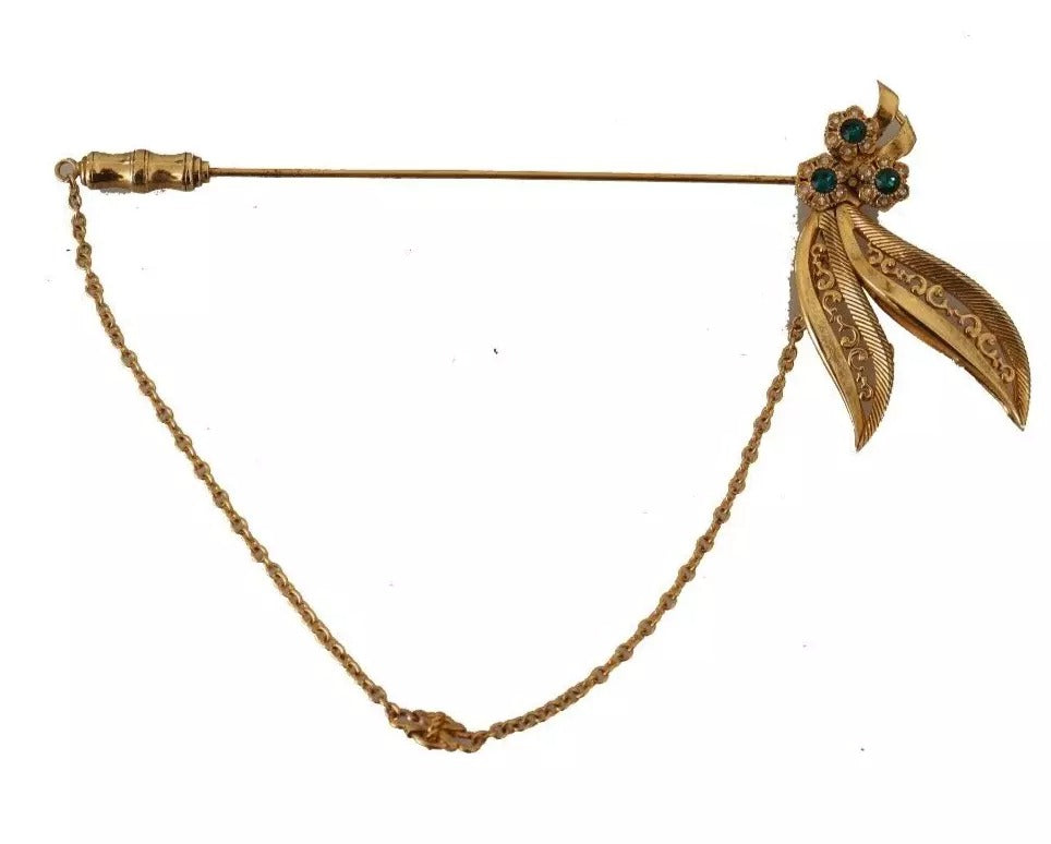 Dolce & Gabbana Gold Tone 925 Sterling Silver Crystal Chain Brooch LUNESCAPE