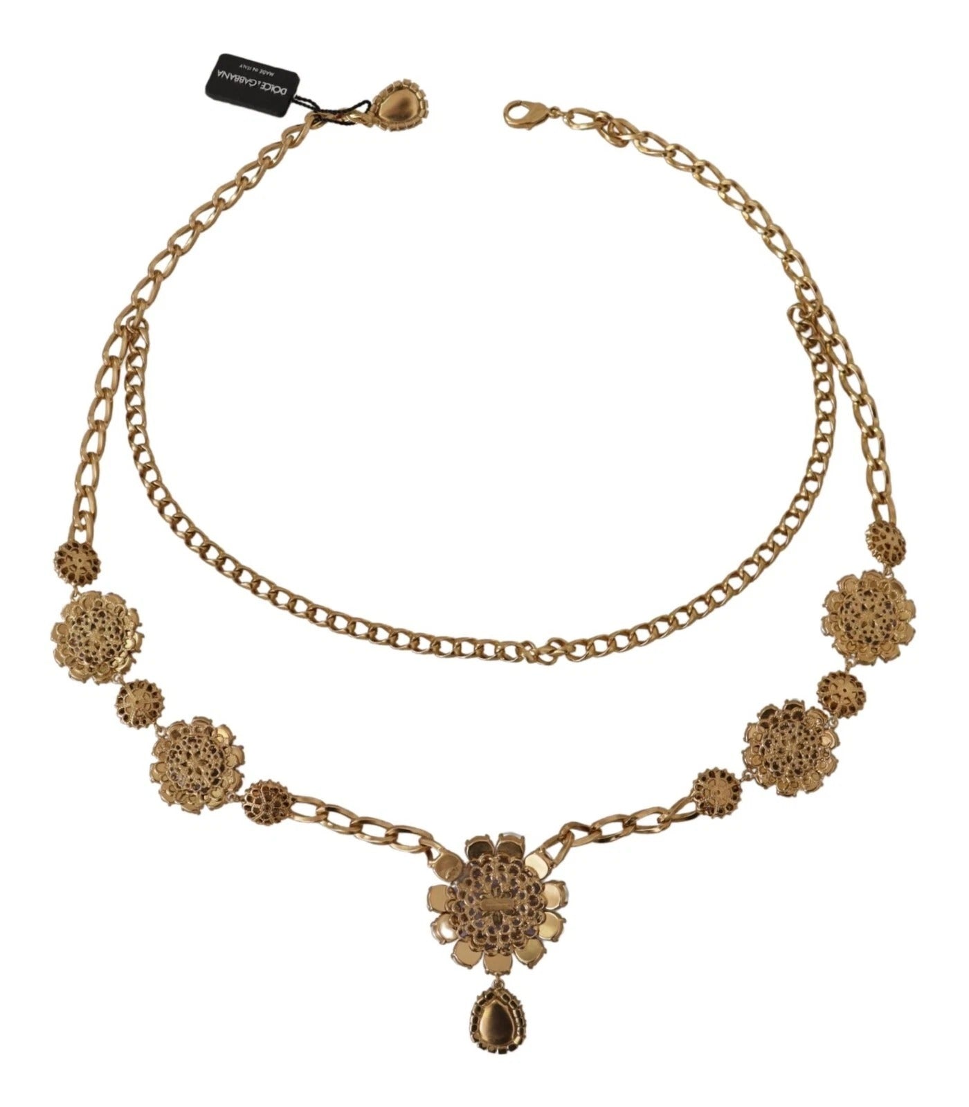 Dolce & Gabbana Gold Tone Floral Crystals Purple Embellished LUNESCAPE