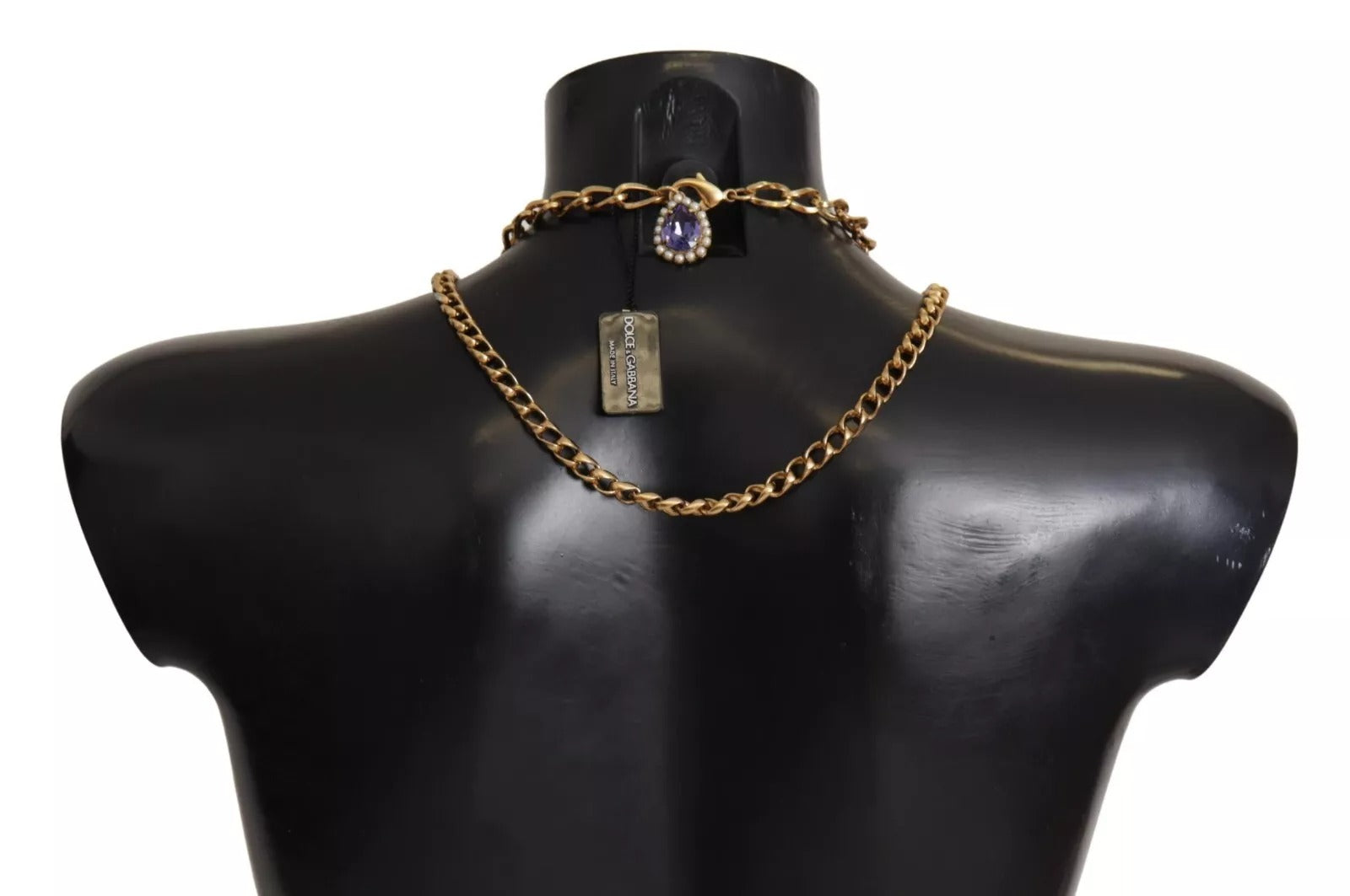 Dolce & Gabbana Gold Tone Floral Crystals Purple Embellished LUNESCAPE