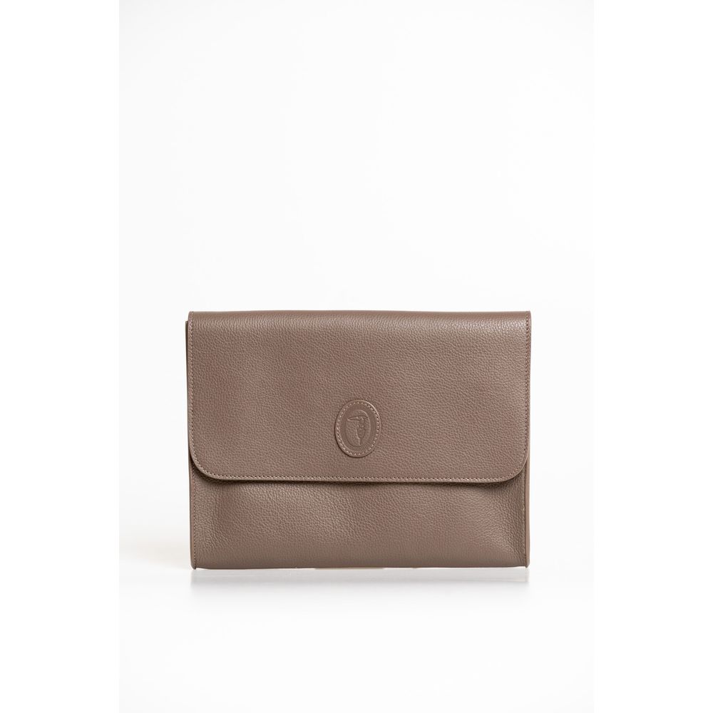 Trussardi Brown Polyester Clutch Bag LUNESCAPE