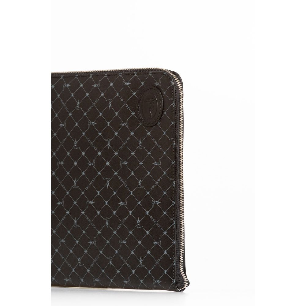 Trussardi Black Leather Men Clutch