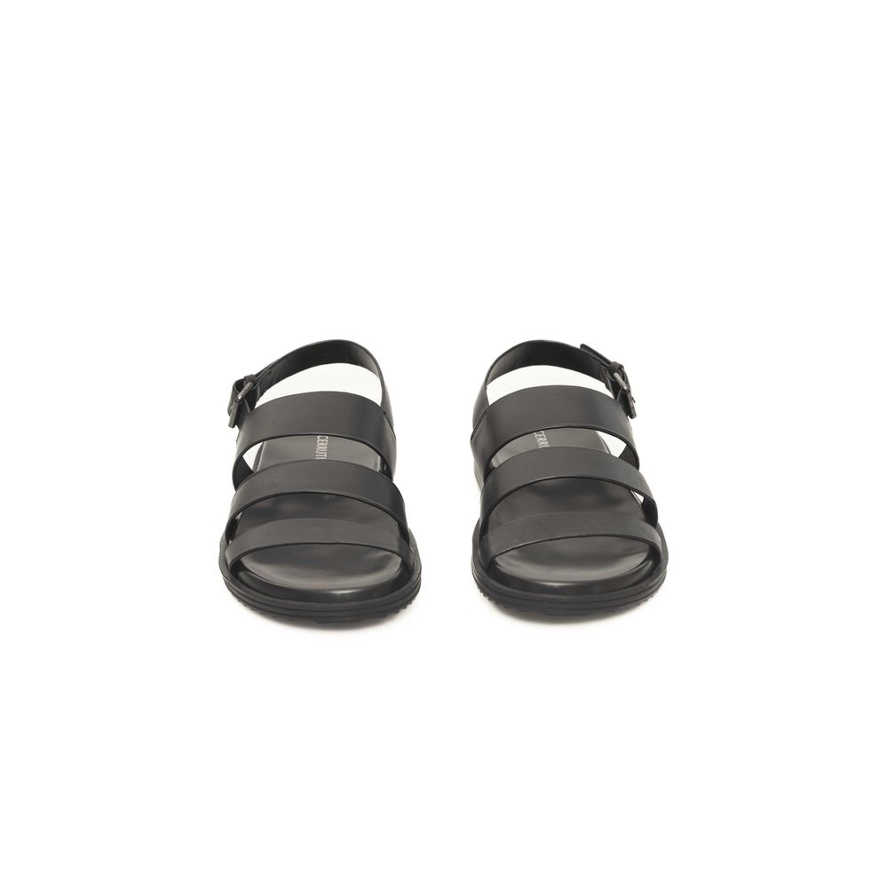 Cerruti 1881 Black Leather Men Sandal LUNESCAPE