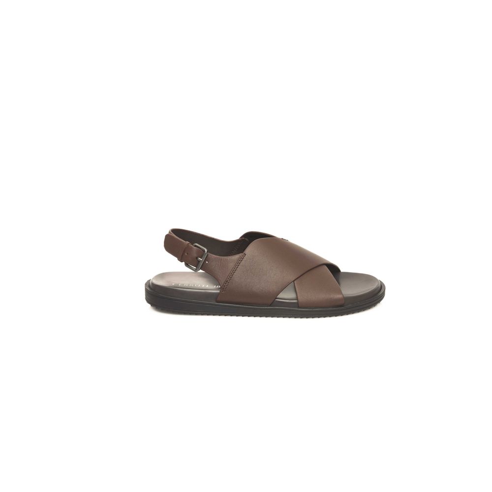Cerruti 1881 Brown Cowhide Men Sandal LUNESCAPE