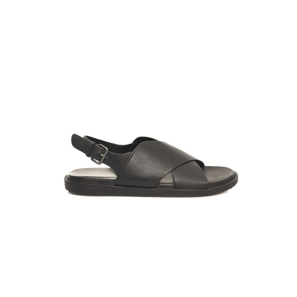 Cerruti 1881 Black Leather Men Sandal LUNESCAPE
